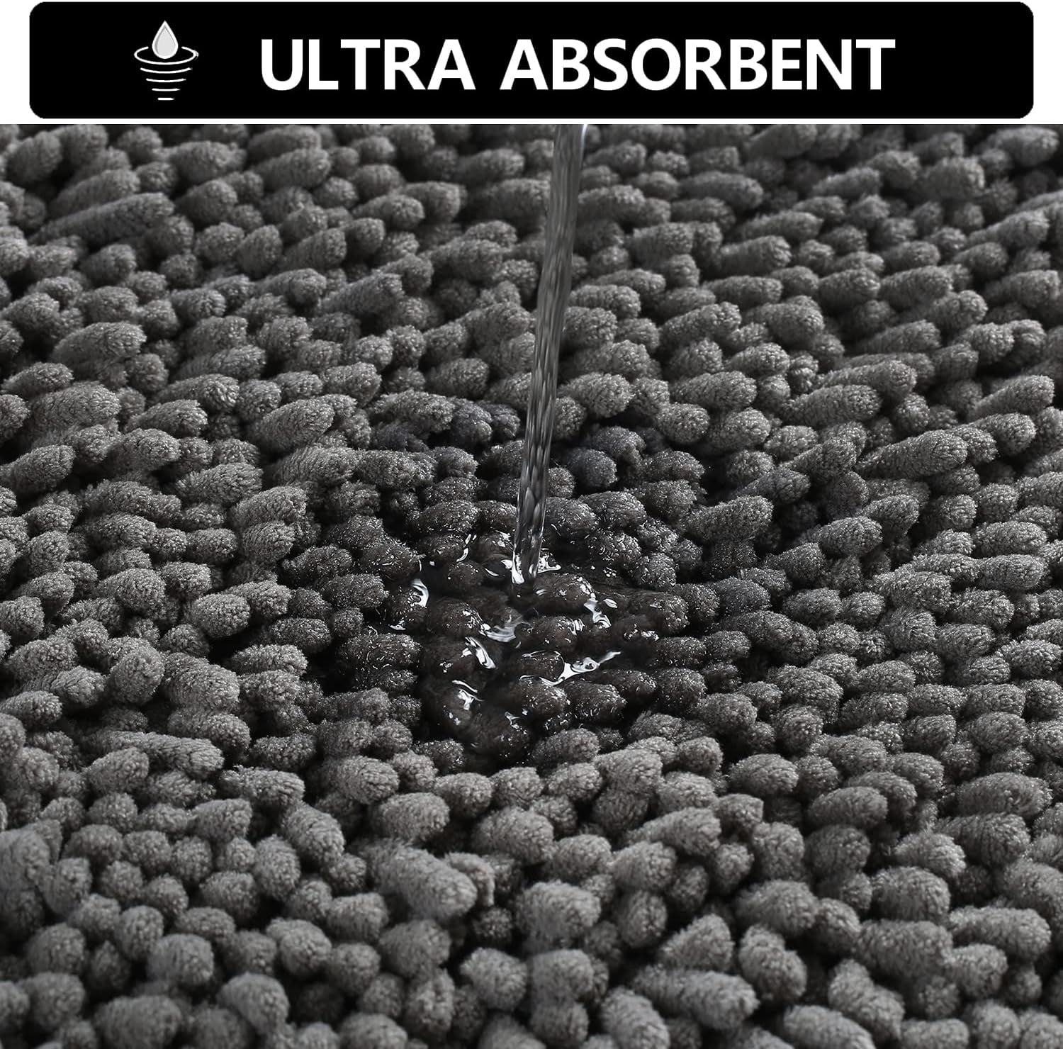 Door Mats Indoor Bath Mat Non Slip Dirt Trapper Doormat Soft Absorbent Entrance Rug Floor Mat Indoor Mats for Front Back Door, Entryway,Bathroom,Pets and Dogs (Grey M, 50X80)