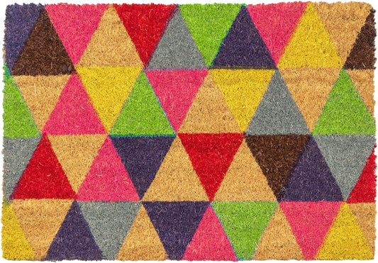 Non-Slip Coir Door Mat - 60 X 90Cm - Triangles - PVC Backed Welcome Mats Doormats