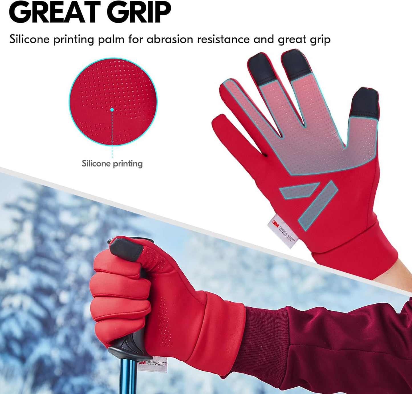 1Pair -5℃/23°F or above Winter Outdoor Gloves,Hiking Gloves,Cycling Gloves,Moto Gloves,Hunting Gloves(Ft3114Fl)