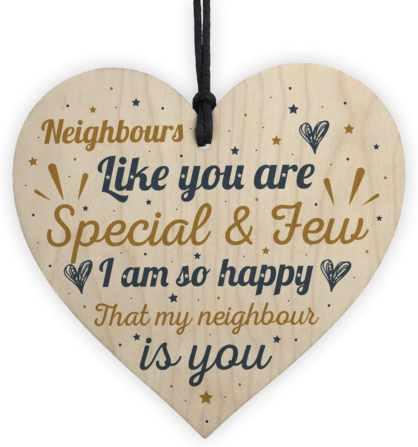 Thank You Neighbour Gift Handmade Wooden Hanging Heart Plaque Friendship Friend Home Gift Sign