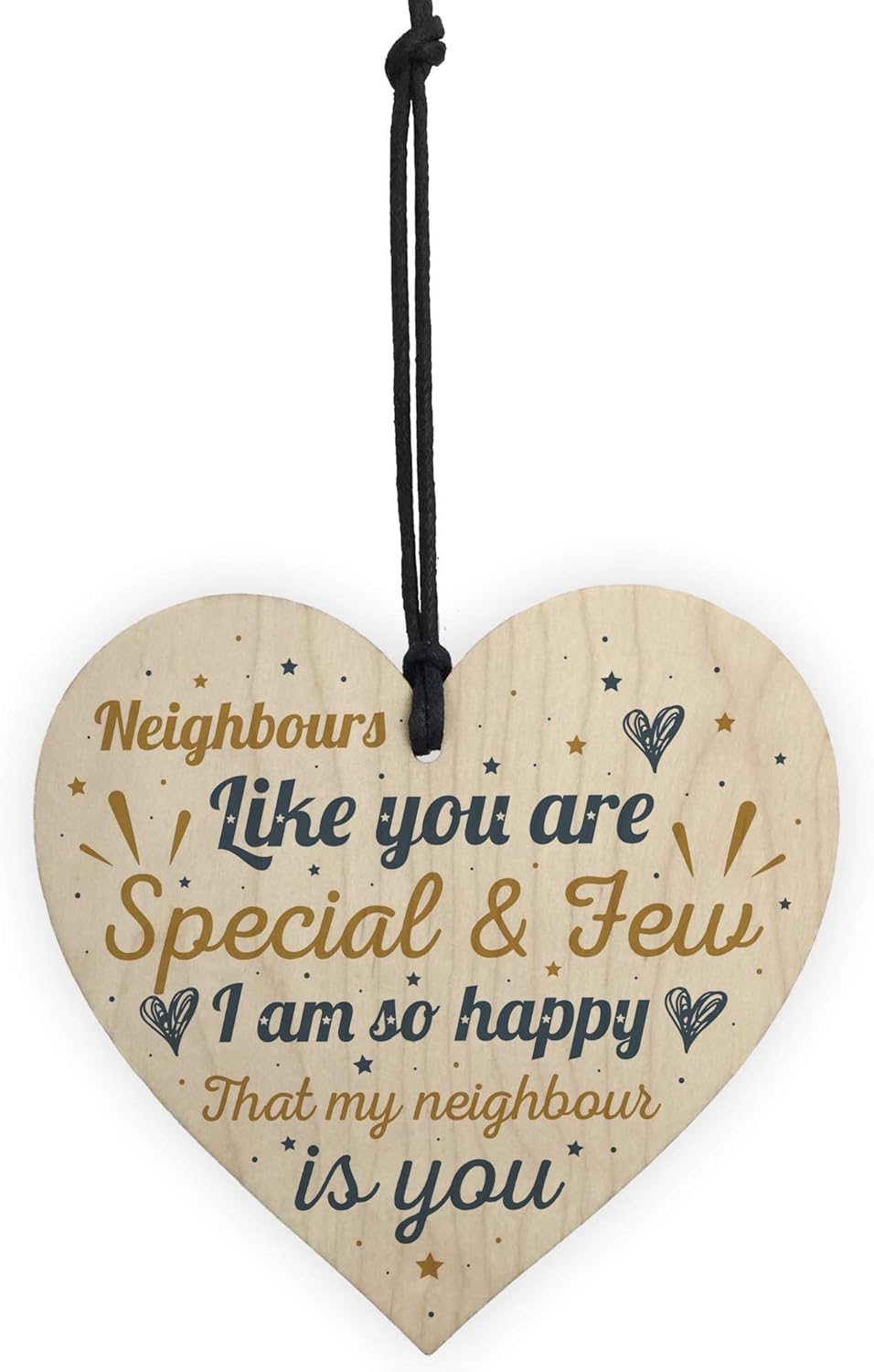 Thank You Neighbour Gift Handmade Wooden Hanging Heart Plaque Friendship Friend Home Gift Sign