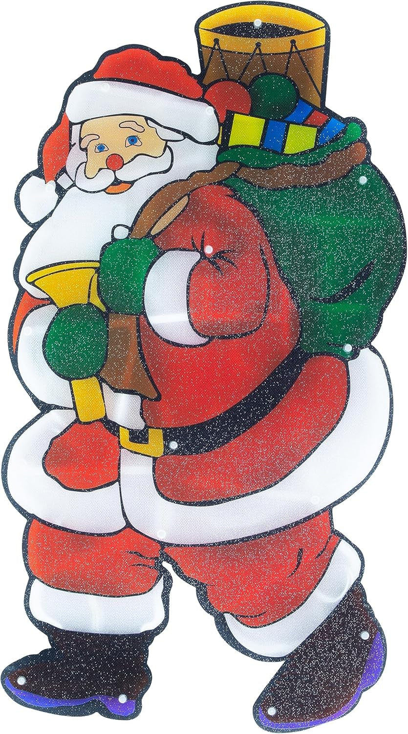 70370 LED Santa Claus Christmas Window Light / Metallic Silhouette Light / Indoor Christmas Decorations / Battery Operated / 52Cm X 29Cm