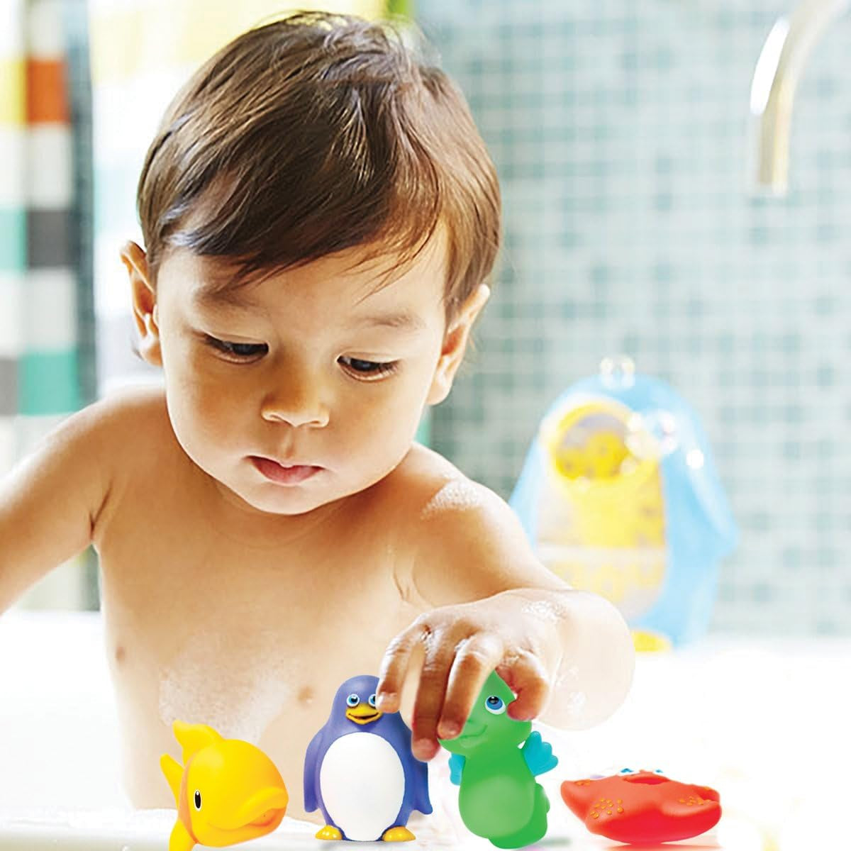 Ocean Squirters Baby Bath Toy | Bath Toys for Children and Toddlers | Baby Essentials | Baby Bath Toys & Shower Toys for Children | 4 Pack | Ocean