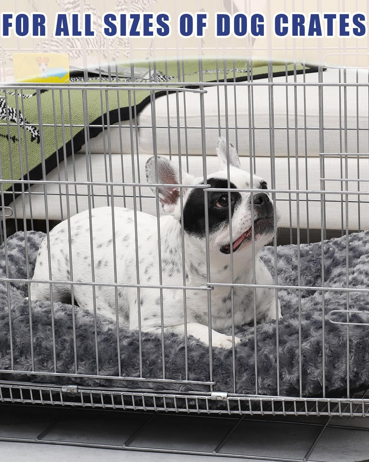 Large Dog Bed Washable, Calming Dog Bed, Dog Crate Mattress with Non Skid Bottom, Fluffy anti Anxiety Dog Beds, Pet Beds Pillow Cushion for Dog, Dark Grey, 90X60X8Cm