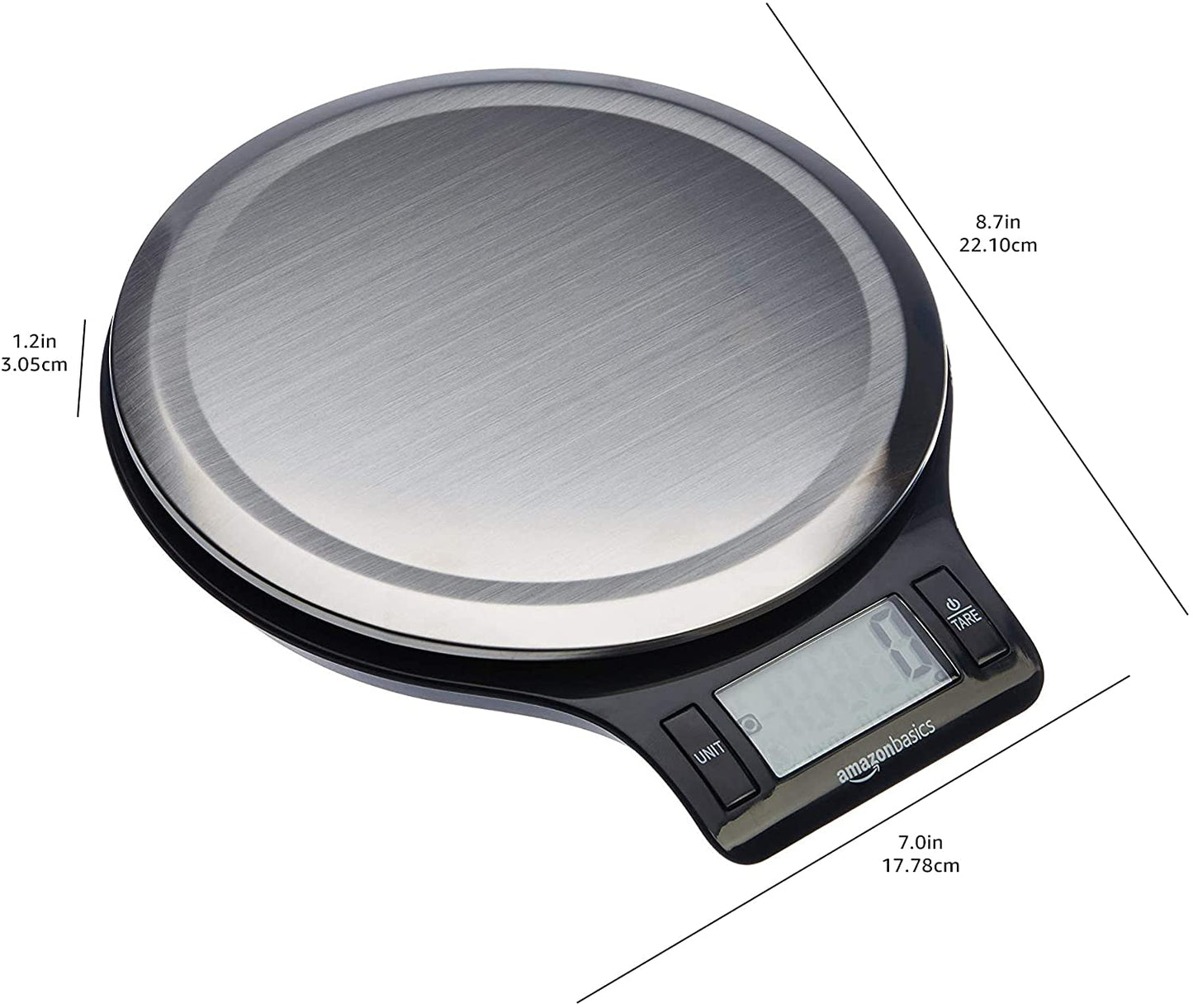 Digital Kitchen Scales with LCD Display (With Batteries), Black and Stainless Steel, BPA Free, Weighs up to 11 Pounds