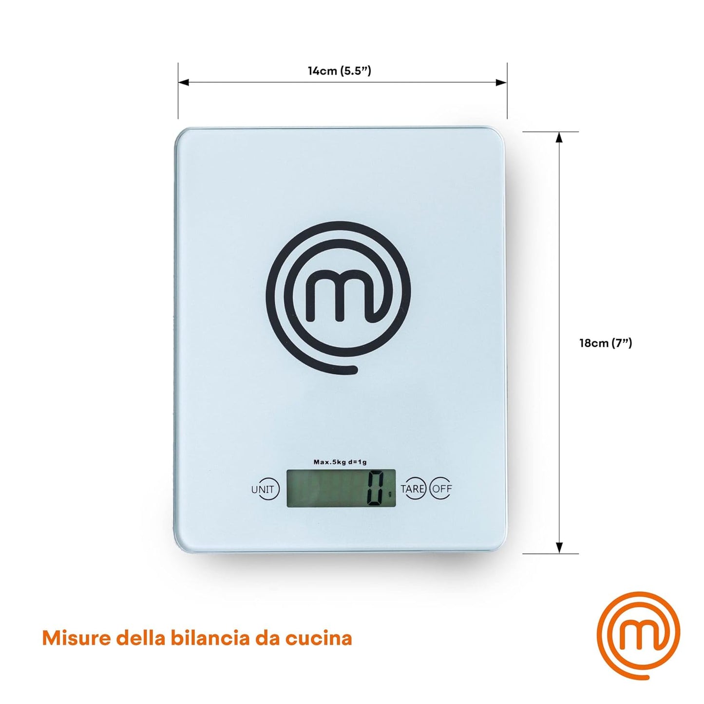 Kitchen Scales Digital, Small Electronic Gram Scale for Food Weighing in Cooking & Baking, Weight in Ounces or Grams, Max 5Kg, Tempered Safety Glass, Tare Function, Auto Switch-Off, Silver