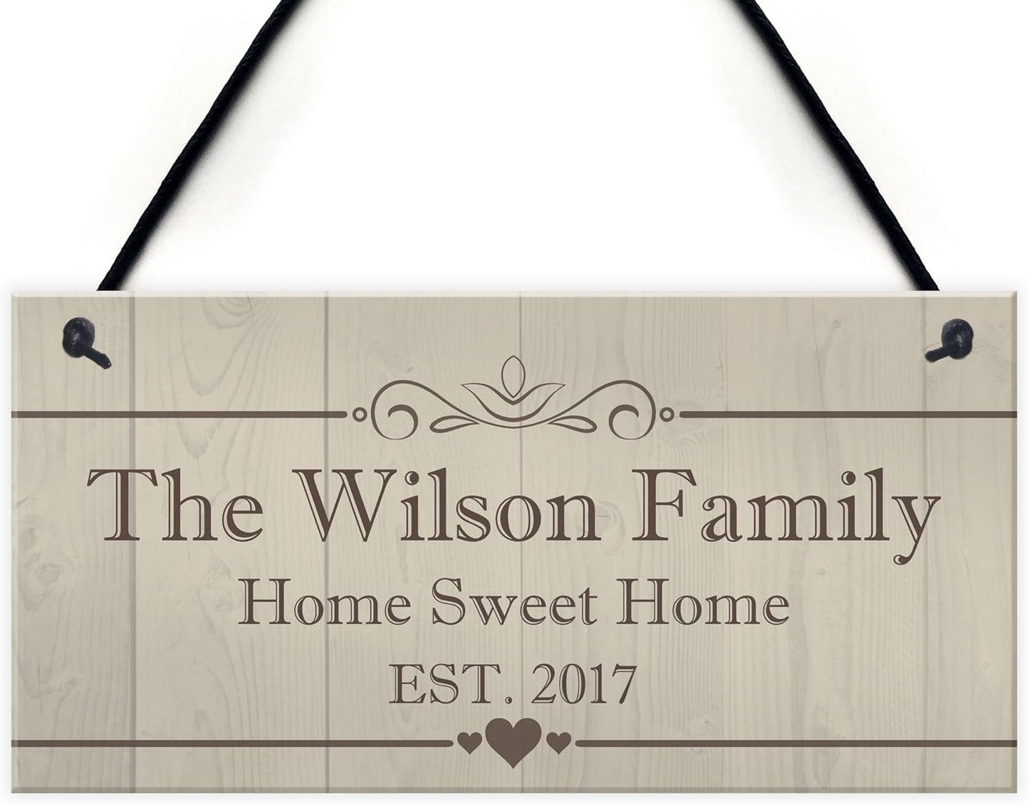 Personalised Family Name Plaque Housewarming New Home Gift Handmade Hanging House Sign