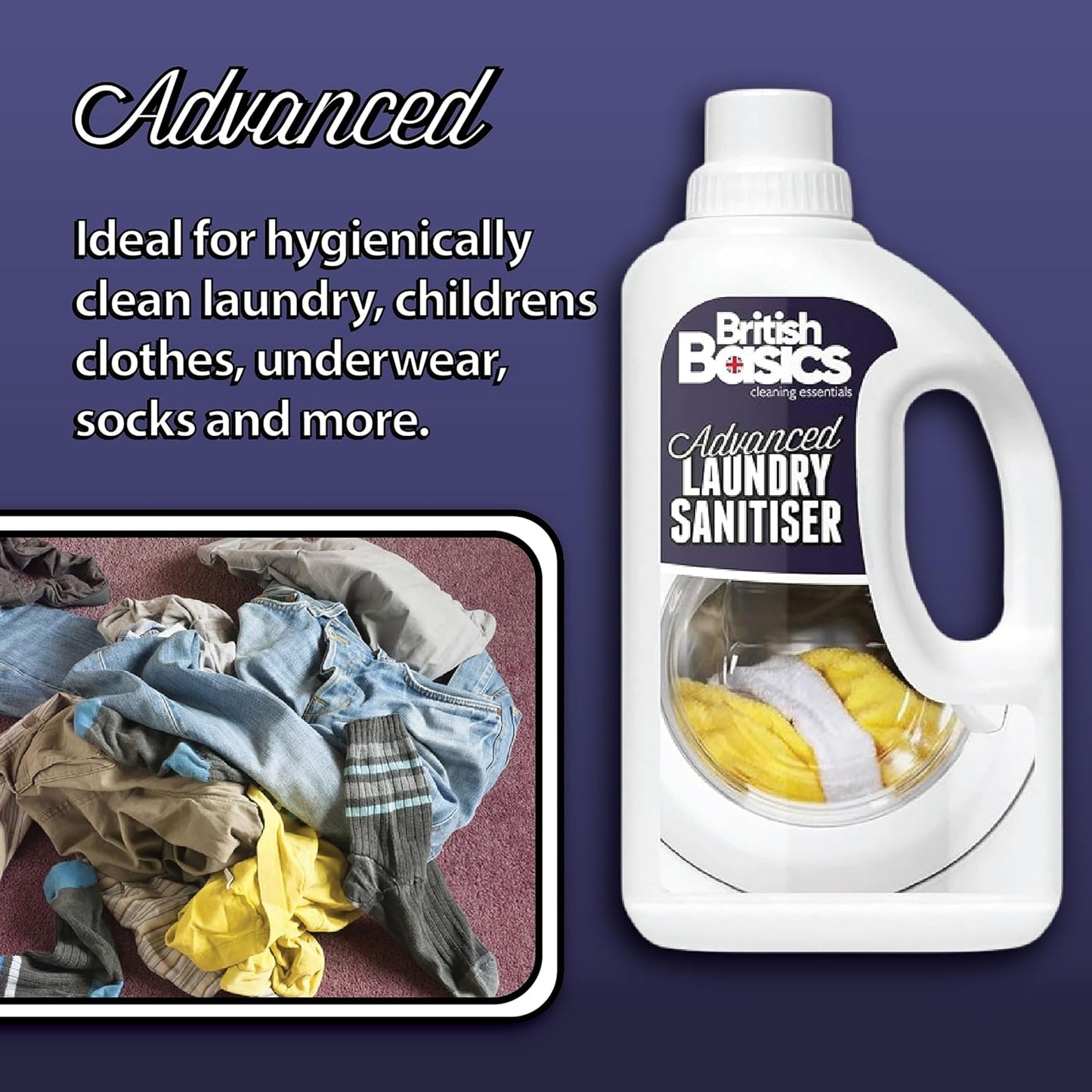 - Anti-Bacterial Laundry Sanitiser Cleanser Liquid Additive 1 Litre,Clear