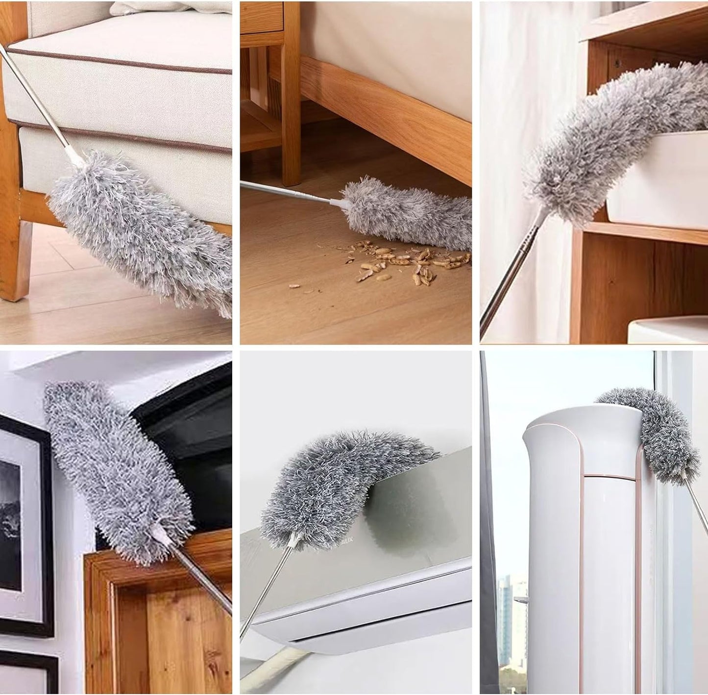 Extendable Microfiber Duster Duster with 108" Telescoping Extension Pole No Scratch to Ceiling Washable Hand Duster for Cleaning High Ceiling Fans Blinds Cobweb Cars