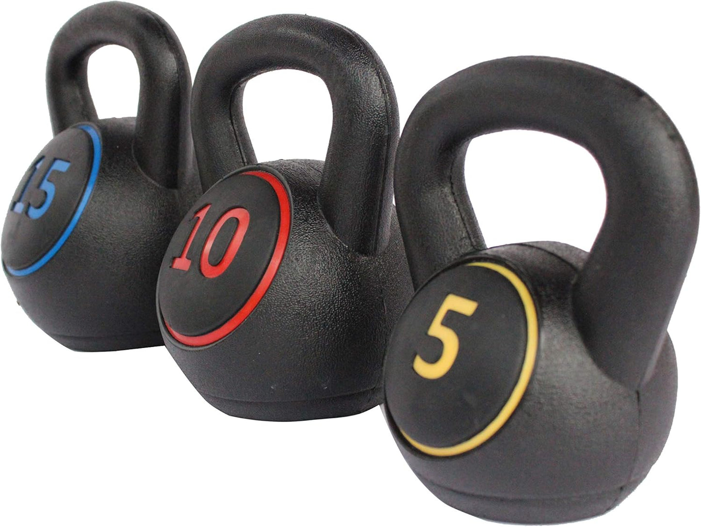 3Pce Kettlebell Weight Set with Stand for Cross Training, MMA Training, Home Exercise - 5, 10 & 15Lbs (2.2Kg, 4.5Kg & 6.8 Kg)