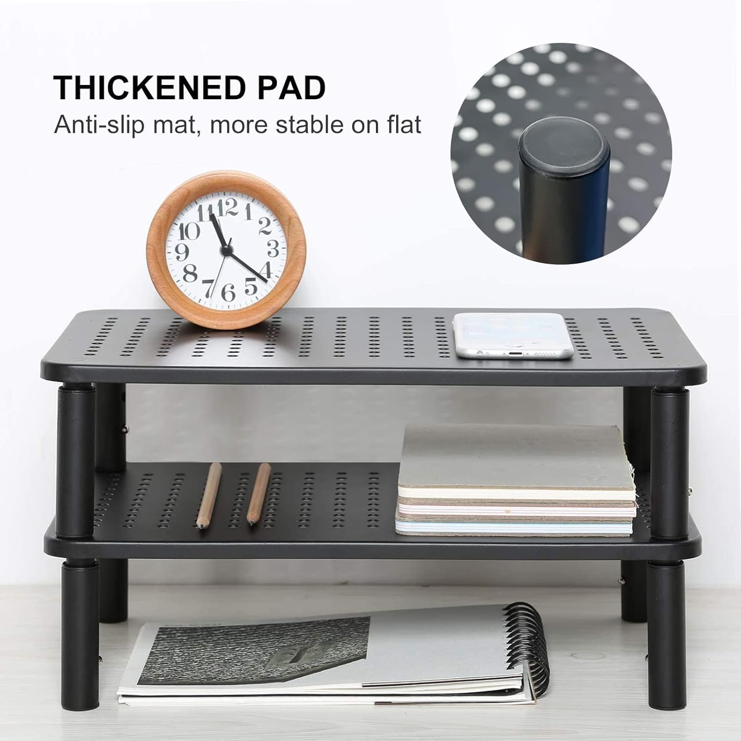 Computer Monitor Stand Riser, Metal for Laptop, Printer, Notebook and All Flat Screen TV Display with Vented Platform, 3 Height Adjustable Riser MST003