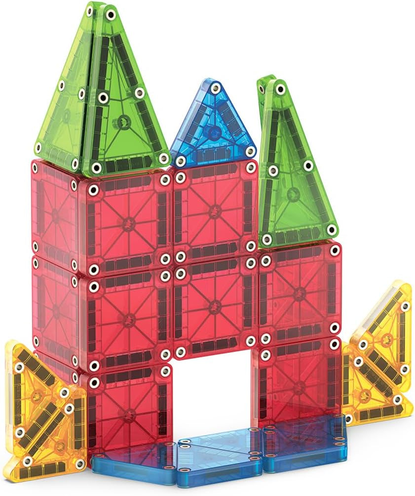 Micromags 26-Piece Travel Magnetic Construction Set – Bold Colors, the Original Magnetic Building Brand