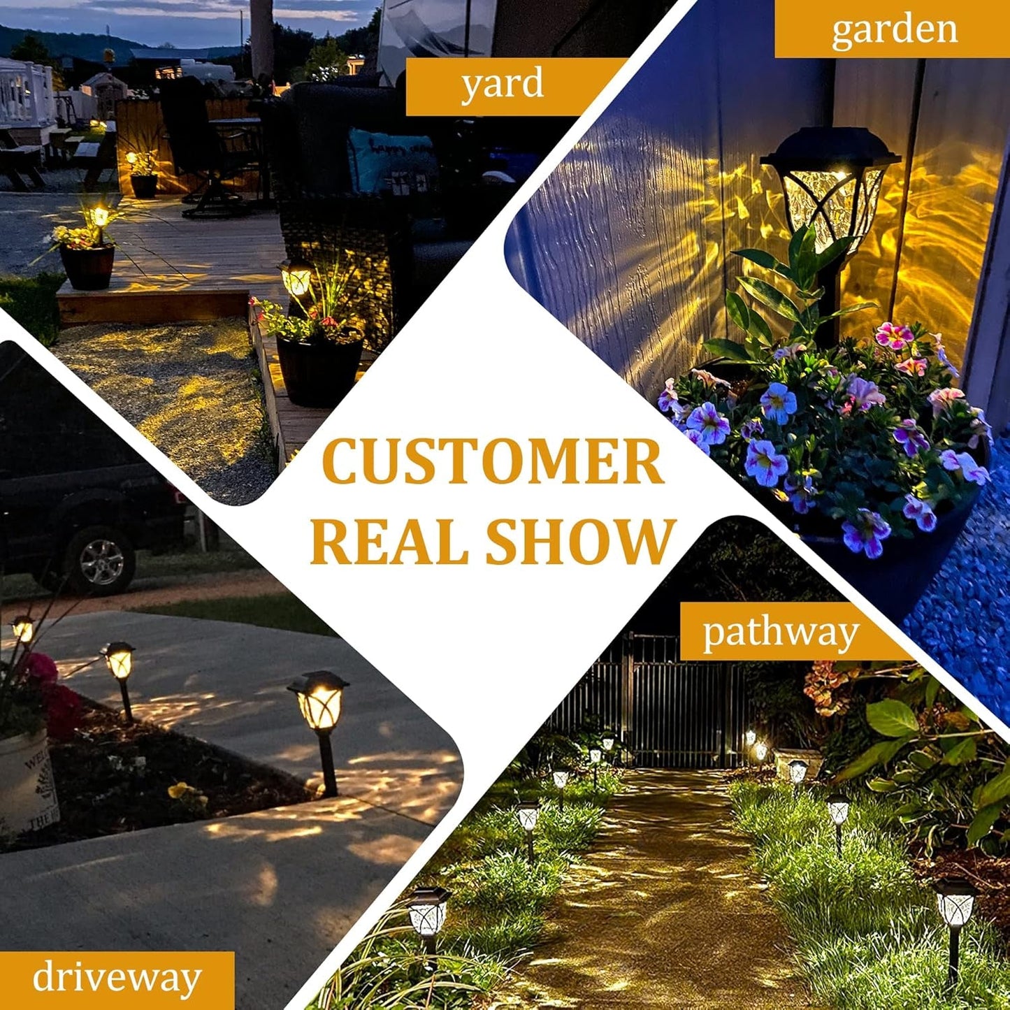Solar Pathway Lights,6 Pack LED Solar Garden Lights Outdoor,Waterproof Solar Powered Path Lights for Yard, Patio, Landscape, Walkway (Warm White)