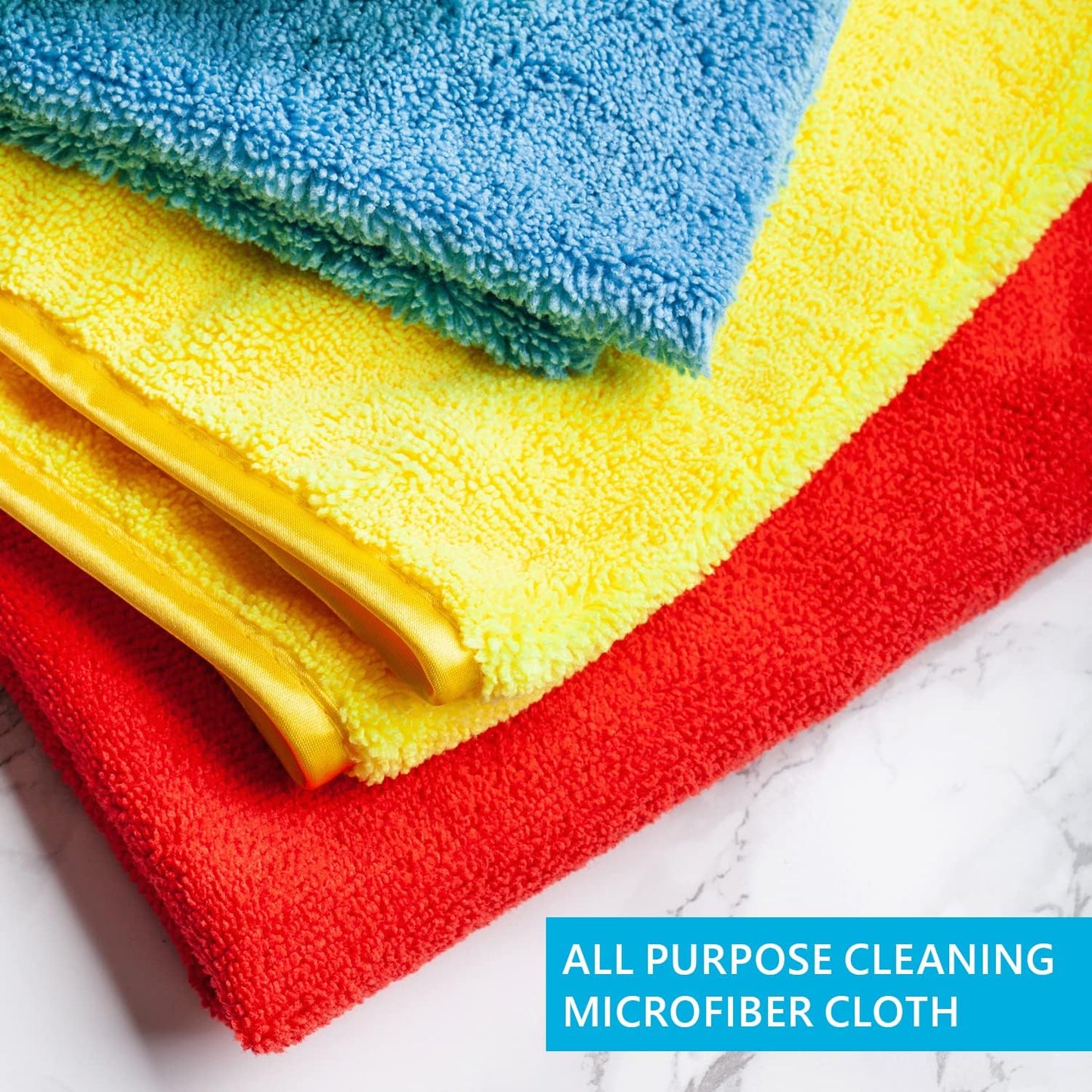 Microfiber Cleaning Cloth| Pk of 10| Large 40X40Cm| All-Purpose Reusable & Washable| Super Absorbent Towel| Long-Lasting Universally Useful| Ideal for Home, Kitchen, Bathroom & Cars (10, Blue)