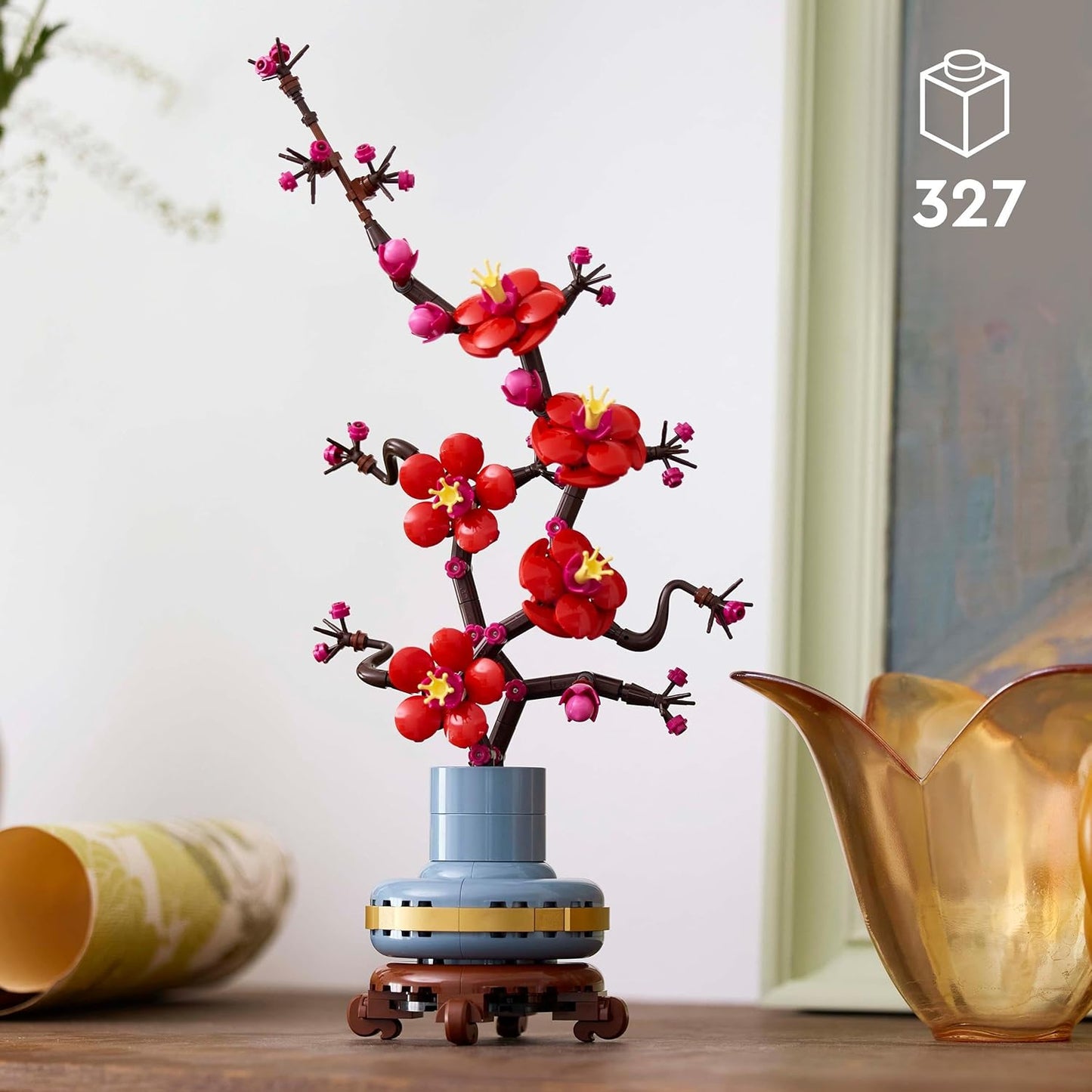 Botanicals Plum Blossom Set for Adults - Artificial Flowers for Indoor Incl. a Buildable Flowerpot - Home Office Decor Display Piece - Valentine'S Treat for Women and Men - 10369