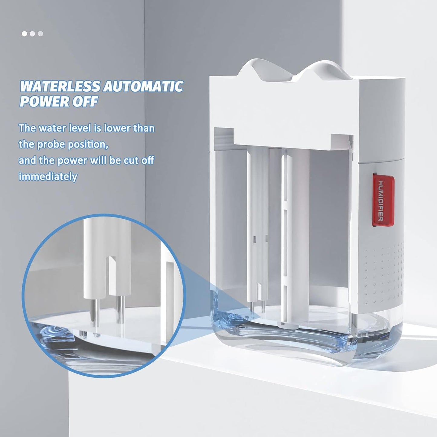 Humidifiers 500Ml Cool Mist Air Ultrasonic Quiet USB Desktop Humidifiers with Night Light Waterless Auto Shut-Off for Home Baby Bedroom Office Travel (White)