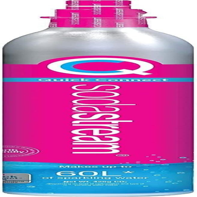 - CO2 Cylinder for Sparkling Water Maker, Quick Connect Gas System, Makes 60 Litres Fizzy Drinks, Compatible with Terra, Duo and Art, Reduce Plastic Waste, Pink
