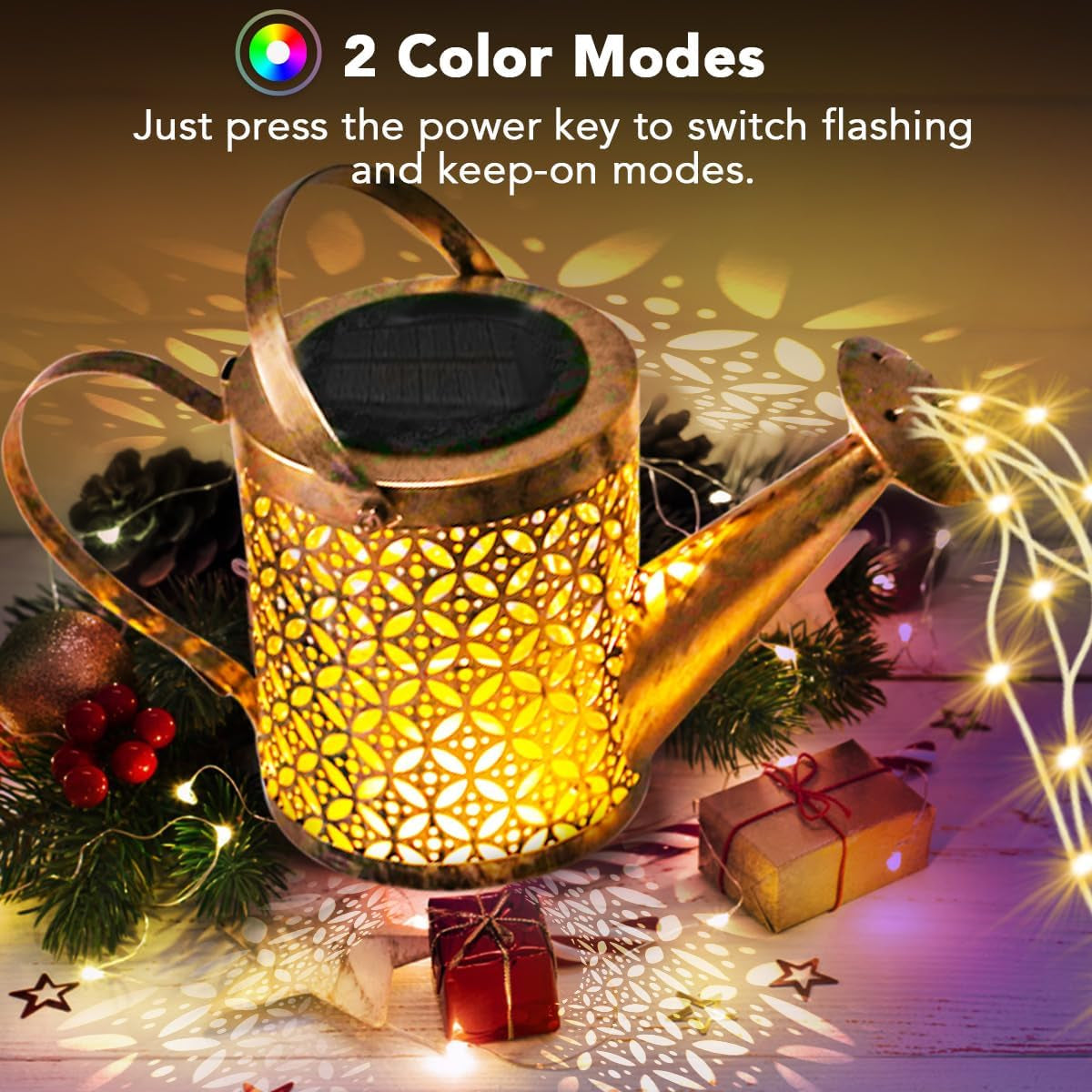 Solar Watering Can Light, LED Solar String Lights Waterproof Dual Mode Water Can Lights for Garden Patio Yard Pathway Lantern Plant Decoration