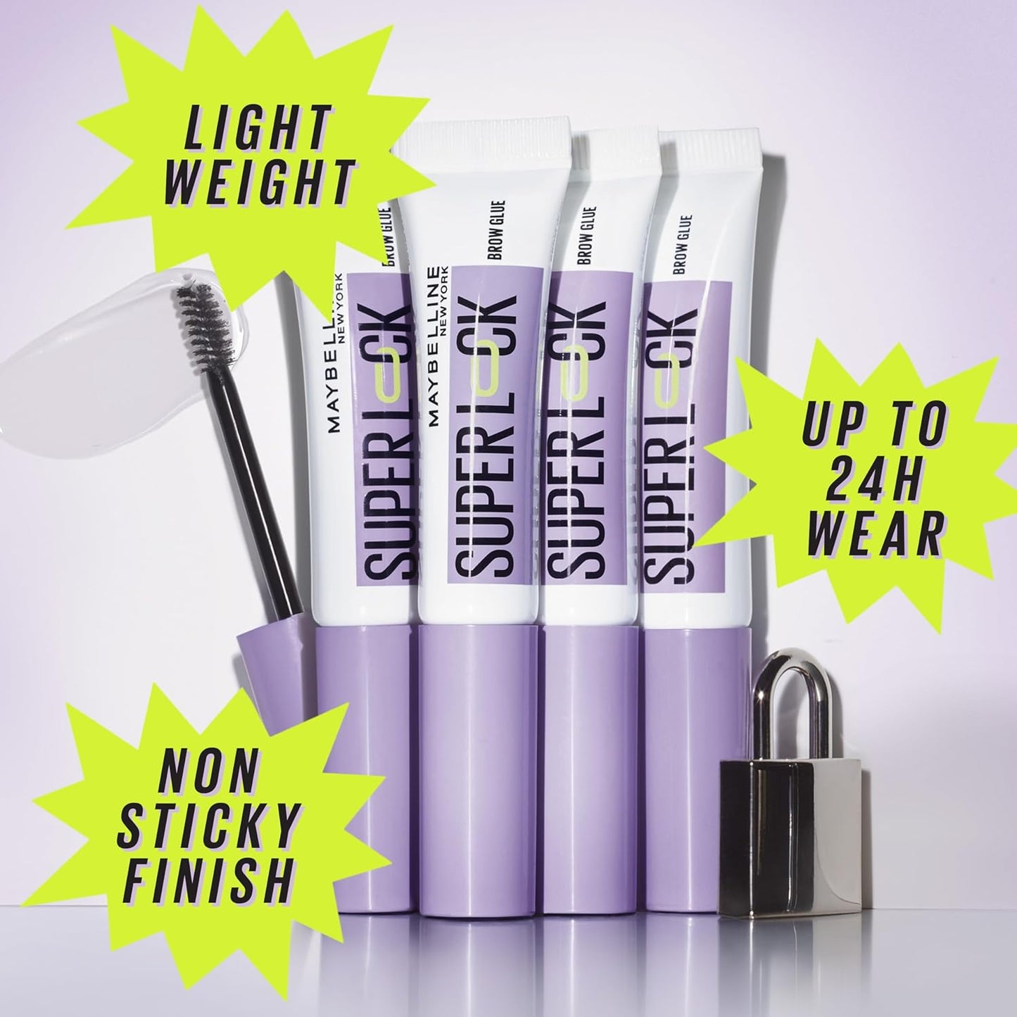New York, Superlock Brow Glue, Transparent Brow Fixing Gel, with Sculpting Brush, Extreme 24H Hold, No Shedding, No Cardboard Effect, Non-Sticky Finish Superlock Brow Glue