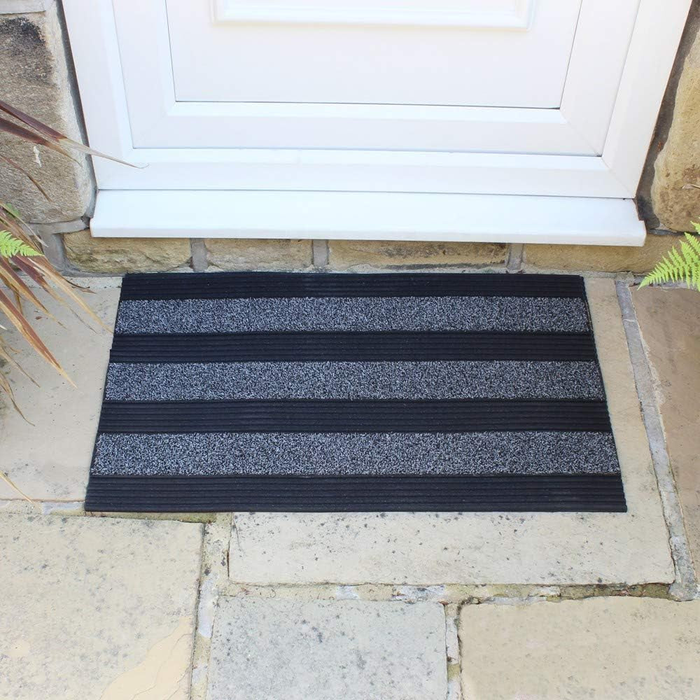 Woodford Outdoor Rubber Backed Scraper Door Mat, Grey, 46 X 76 Cm