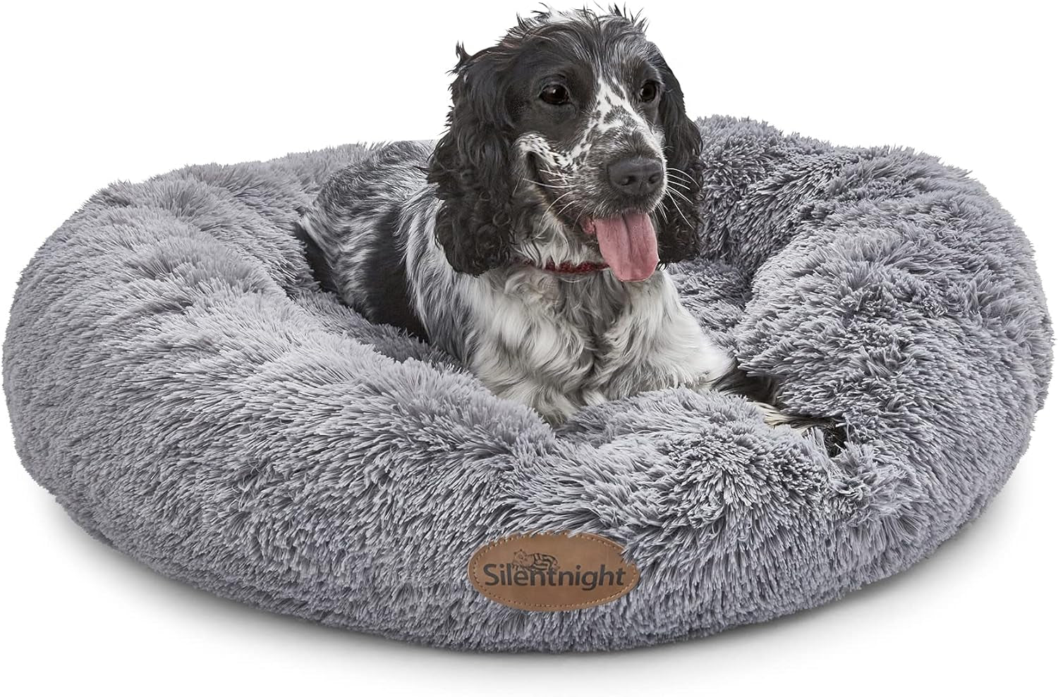 Donut Calming Dog Bed – Calming Dog Cat Pet Bed Anxiety Relief Soft Fluffy Doughnut Pillow – Easy Clean Machine Washable Luxury Plush Dog Pillow Basket – 85 Cm – Grey