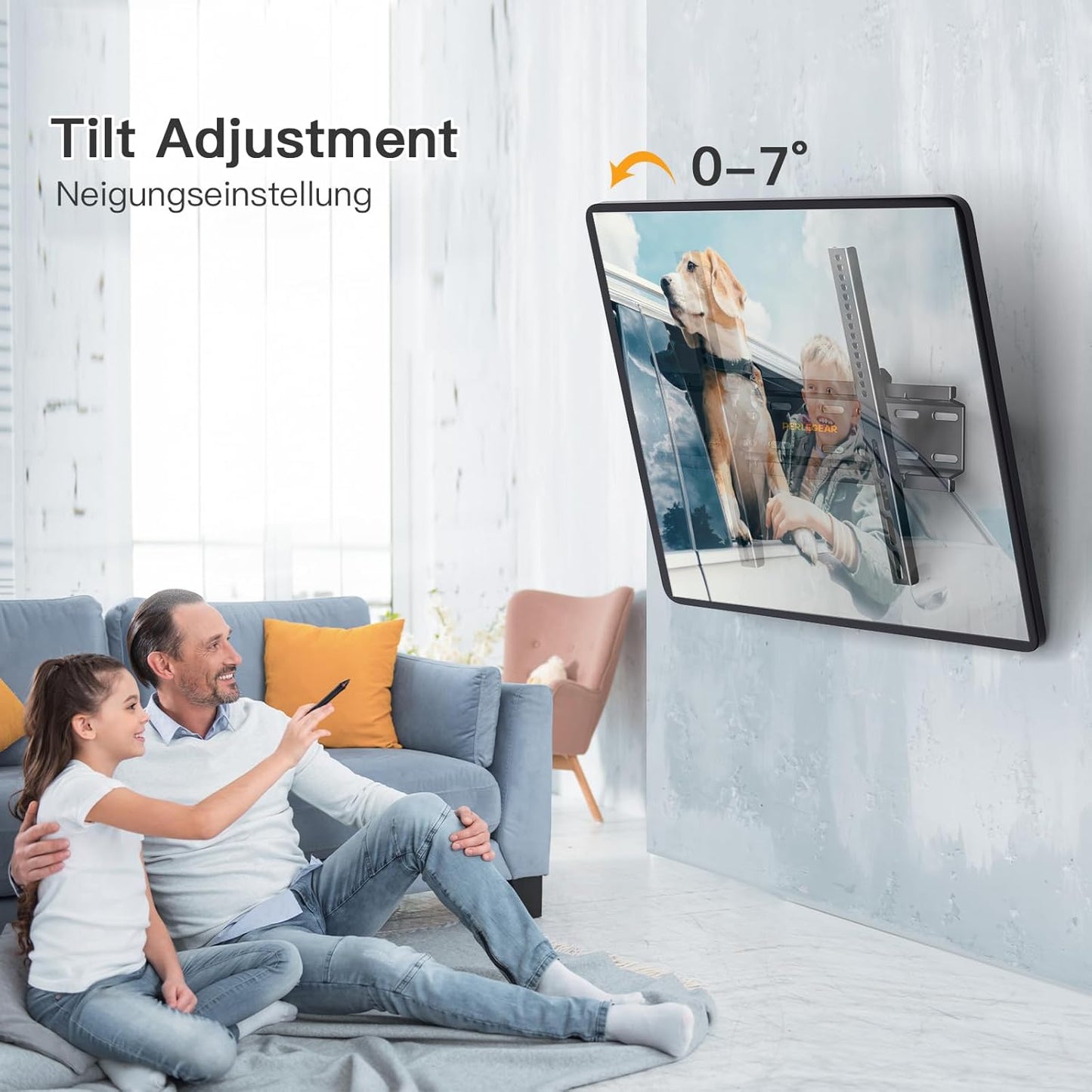 TV Wall Bracket for 26-60 Inch Tvs up to 52Kg, Sturdy Tilt TV Bracket with VESA 75X75-400X400Mm, 55 Inch Slim Wall Mount with Safe Pull Strings