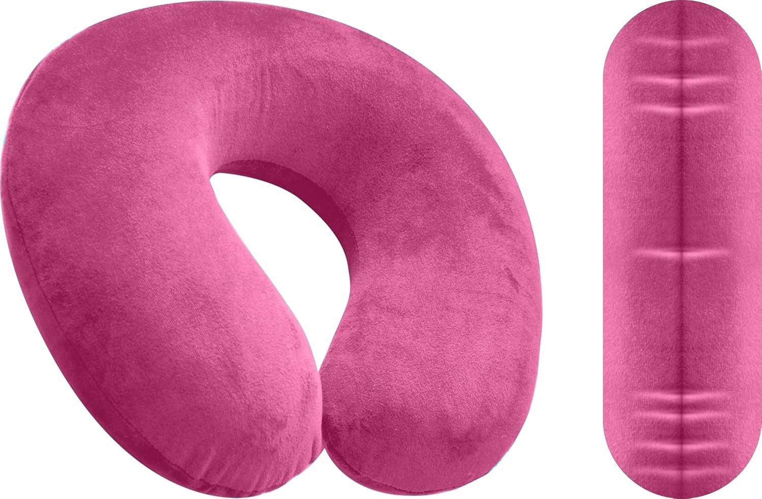 Memory Foam Moulded Pressure Relief Neck Cushion. Comfort & Posture, Ideal for Travel. Supports the Head, Neck and Chin When Sleeping. Use for Plane, Train or Car Journeys. Travel Pillow Pink