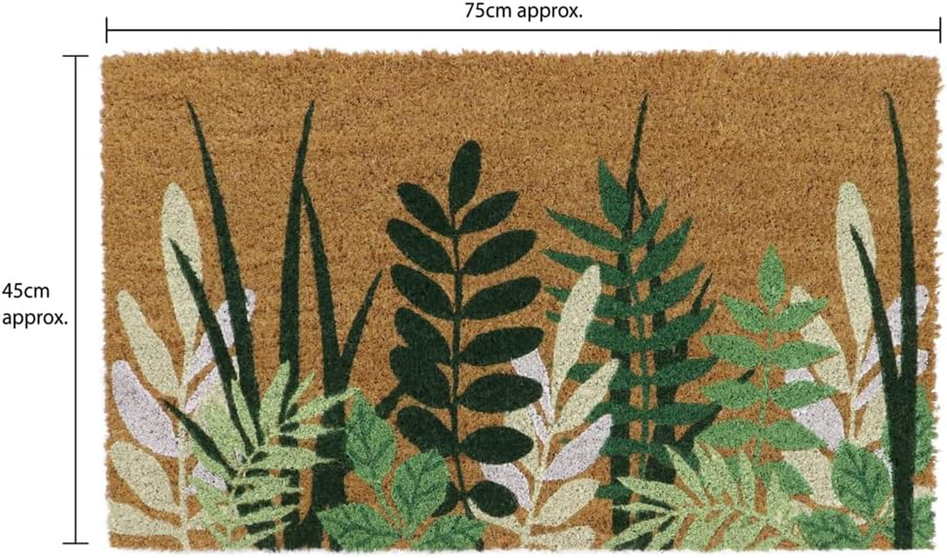 Eco-Friendly Latex Backed Coir Door Mat, Greenery, Natural (02-881), 45 X 75 Cm Approx.