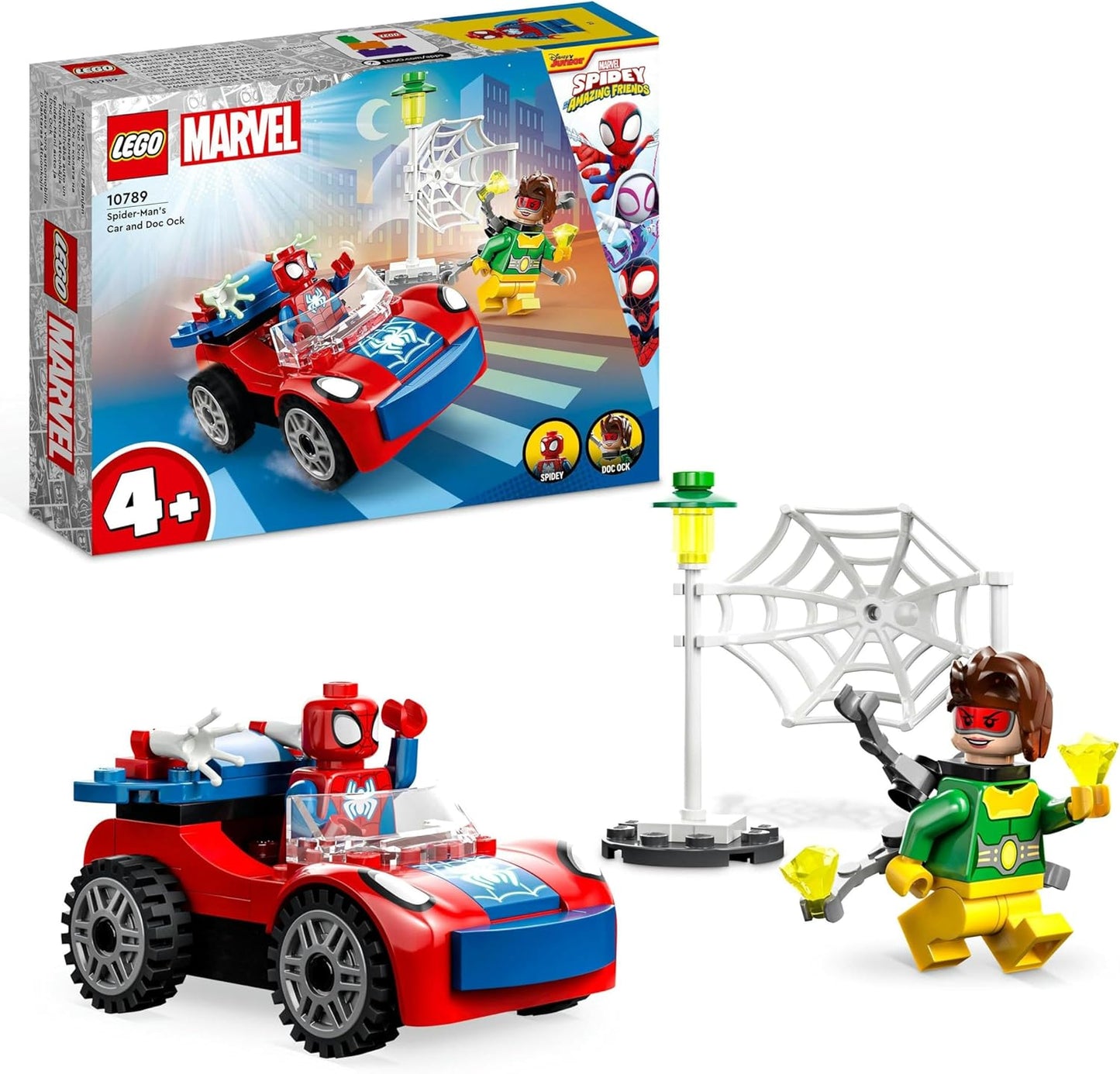 10789 Marvel Spider-Man'S Car and Doc Ock Set, Spidey and His Amazing Friends Buildable Toy for Kids 4 plus Years Old with Glow in the Dark Pieces