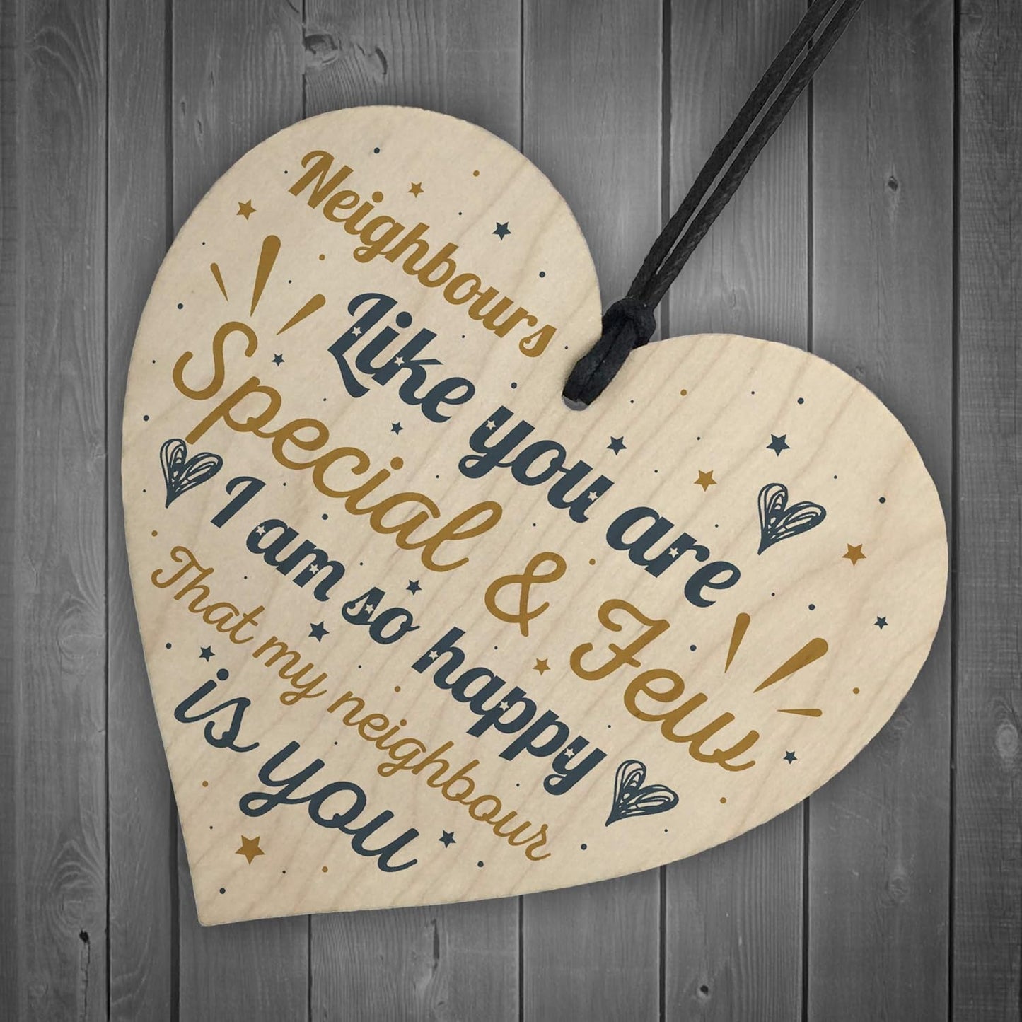 Thank You Neighbour Gift Handmade Wooden Hanging Heart Plaque Friendship Friend Home Gift Sign