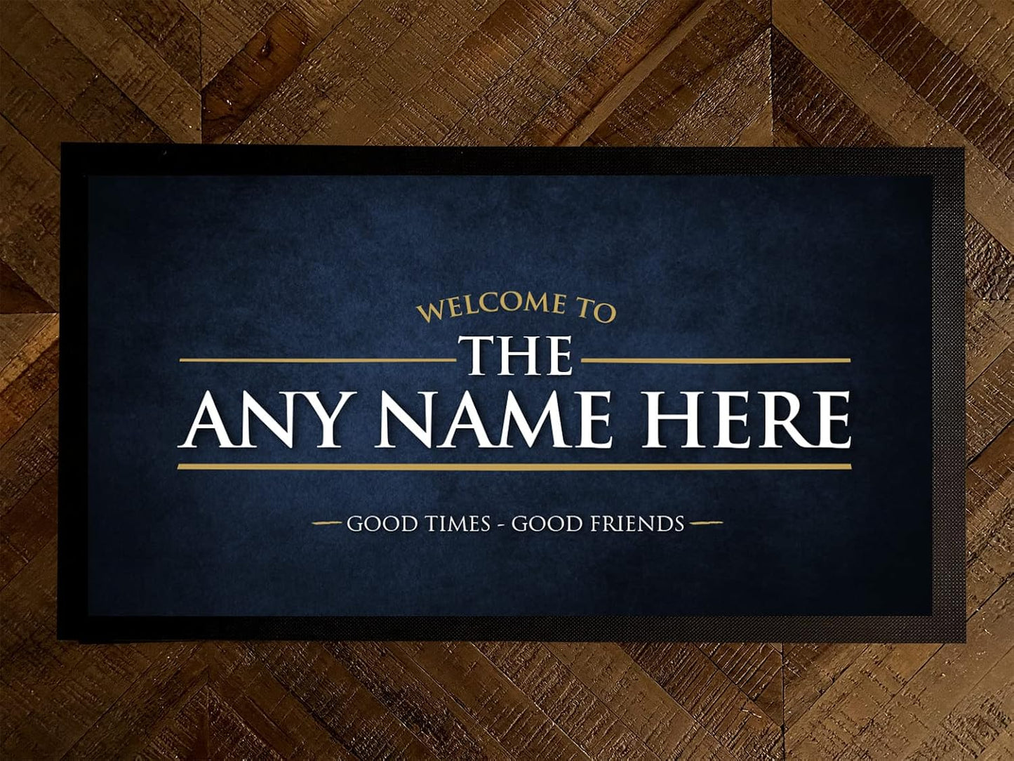 Personalised Bar Runner Mat - Any Name Bar - Navy Blue Grunge Bar Runner - Beer Accessories Gift, Home Bar
