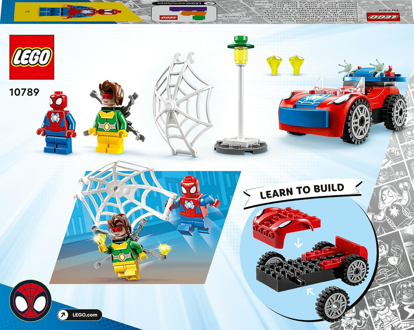 10789 Marvel Spider-Man'S Car and Doc Ock Set, Spidey and His Amazing Friends Buildable Toy for Kids 4 plus Years Old with Glow in the Dark Pieces
