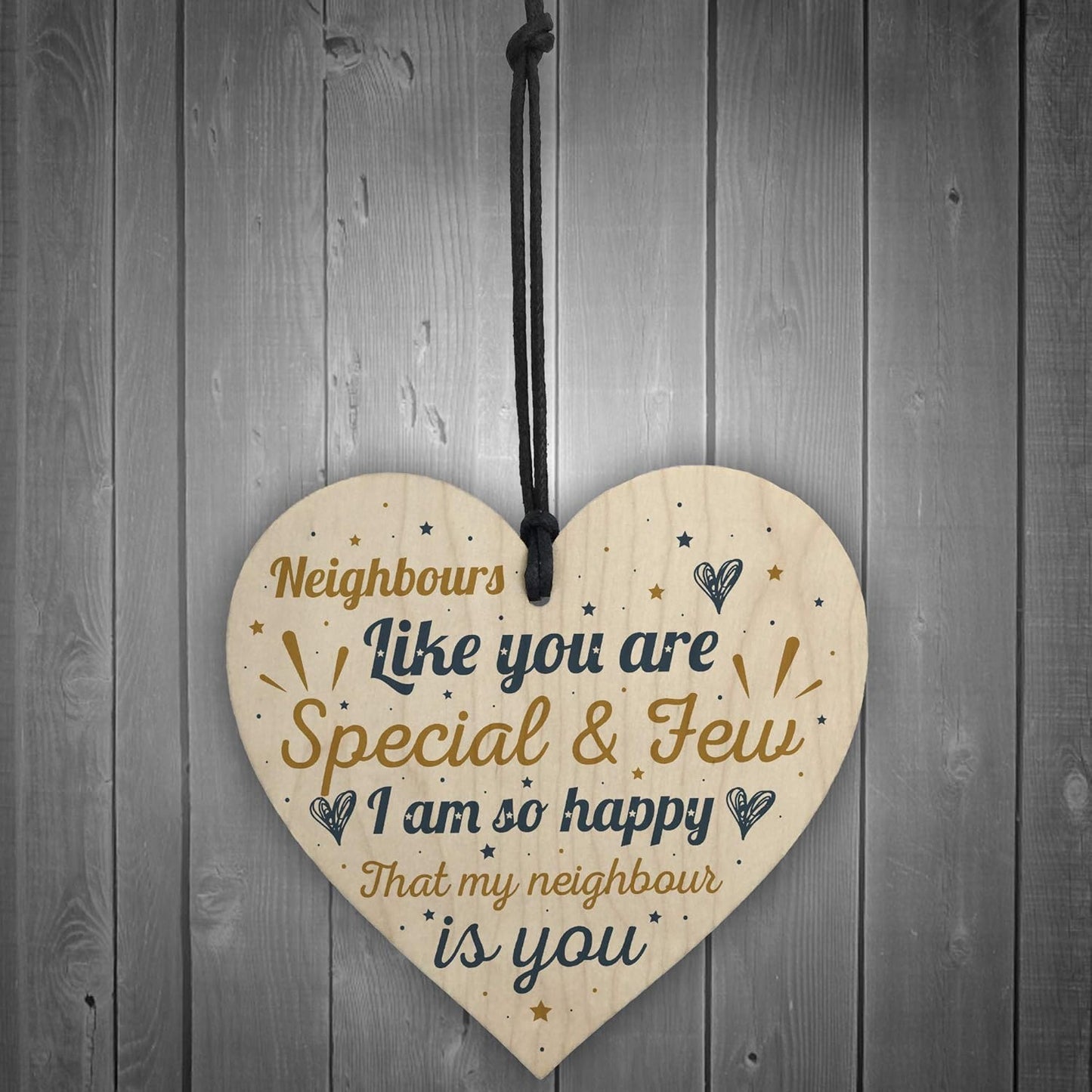 Thank You Neighbour Gift Handmade Wooden Hanging Heart Plaque Friendship Friend Home Gift Sign