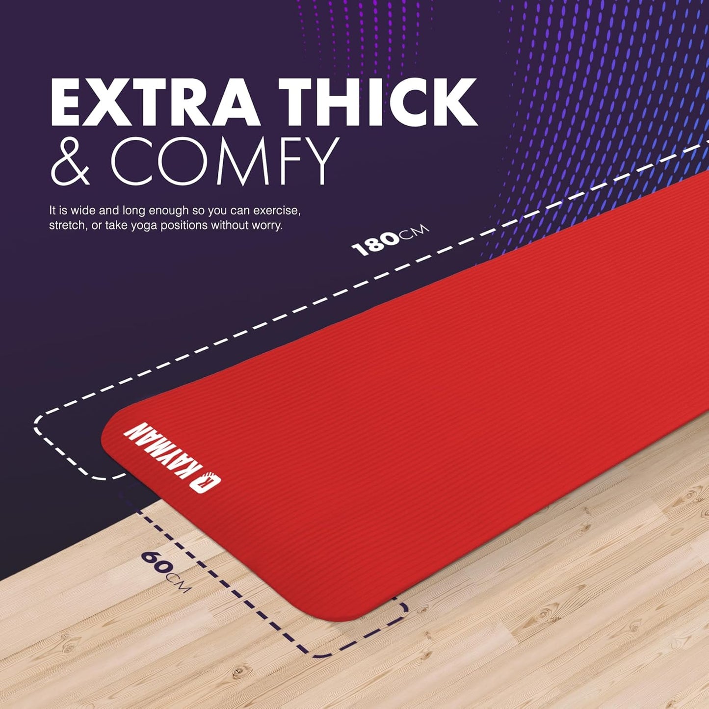 Yoga Mat – Multi-Purpose Extra Thick Foam Exercise Mats – Ideal Floor Mat for Pilates, Stretching, Resistance Workout & Therapy – Home & Gym Equipment Accessory for Men Women Kids –183 X 60Cm