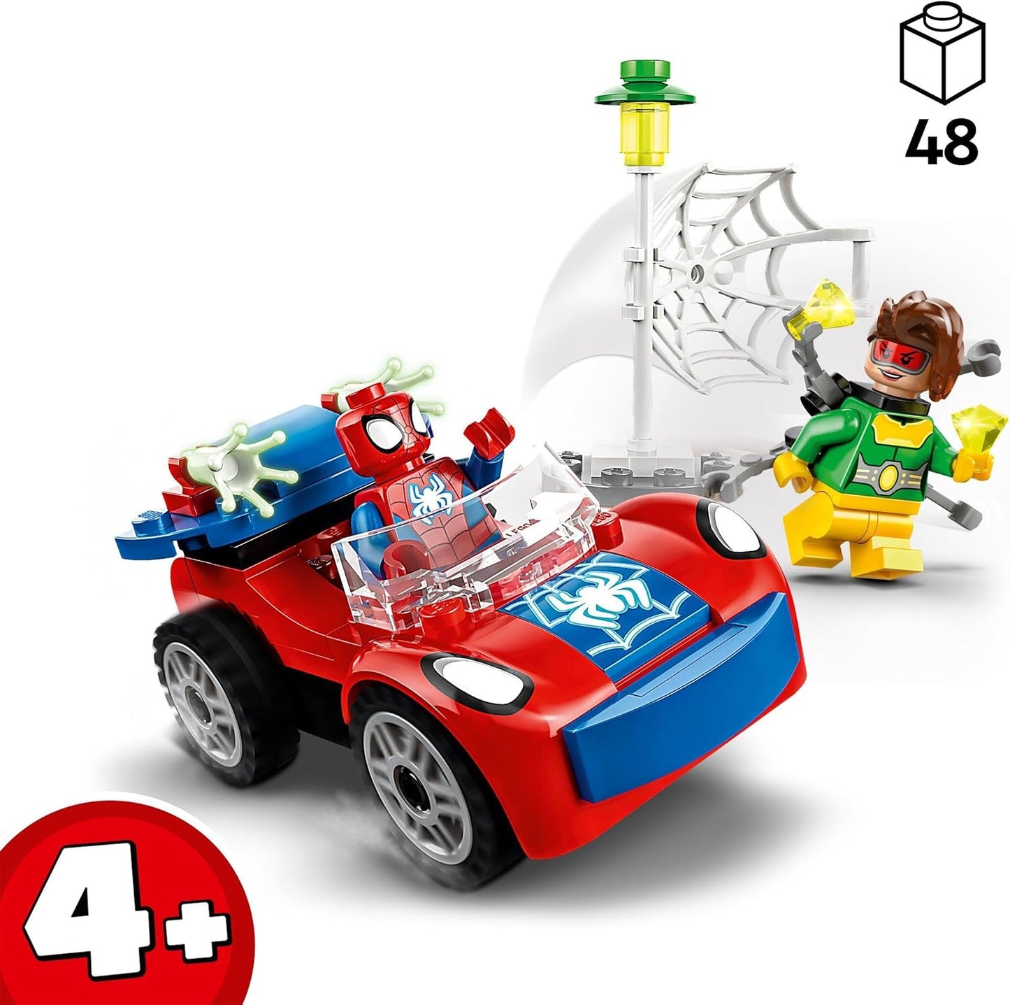 10789 Marvel Spider-Man'S Car and Doc Ock Set, Spidey and His Amazing Friends Buildable Toy for Kids 4 plus Years Old with Glow in the Dark Pieces