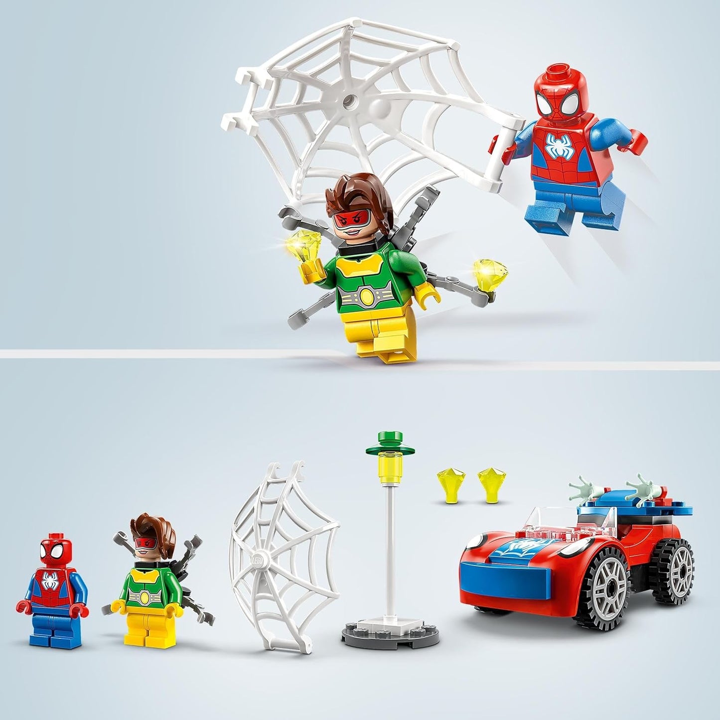 10789 Marvel Spider-Man'S Car and Doc Ock Set, Spidey and His Amazing Friends Buildable Toy for Kids 4 plus Years Old with Glow in the Dark Pieces
