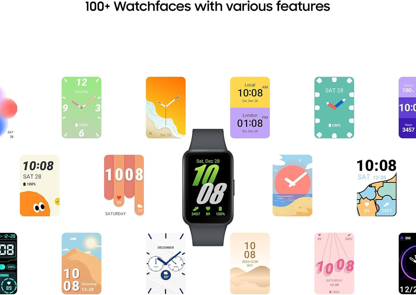 Galaxy Fit3, Smart Watch, Fitness Tracker, Health Monitoring, Black, 3 Year Manufacturer Extended Warranty (UK Version)