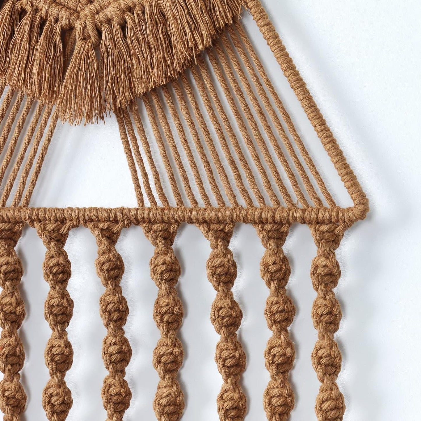 Macrame Wall Hanging Handwoven Dream Catcher Triangle Tassel Tapestries Boho Backdrop Decor Geometric Art Handmade Tapestry for Wall Apartment Party Bedroom Living Room Door Decoration