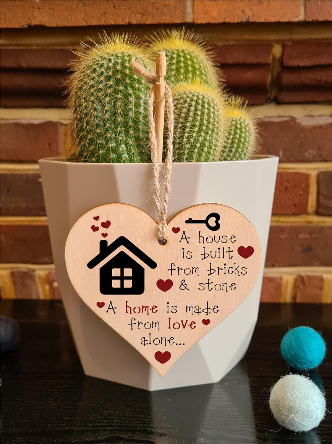 Handmade Wooden Hanging Heart Plaque Gift for New Home Perfect House Warming Present