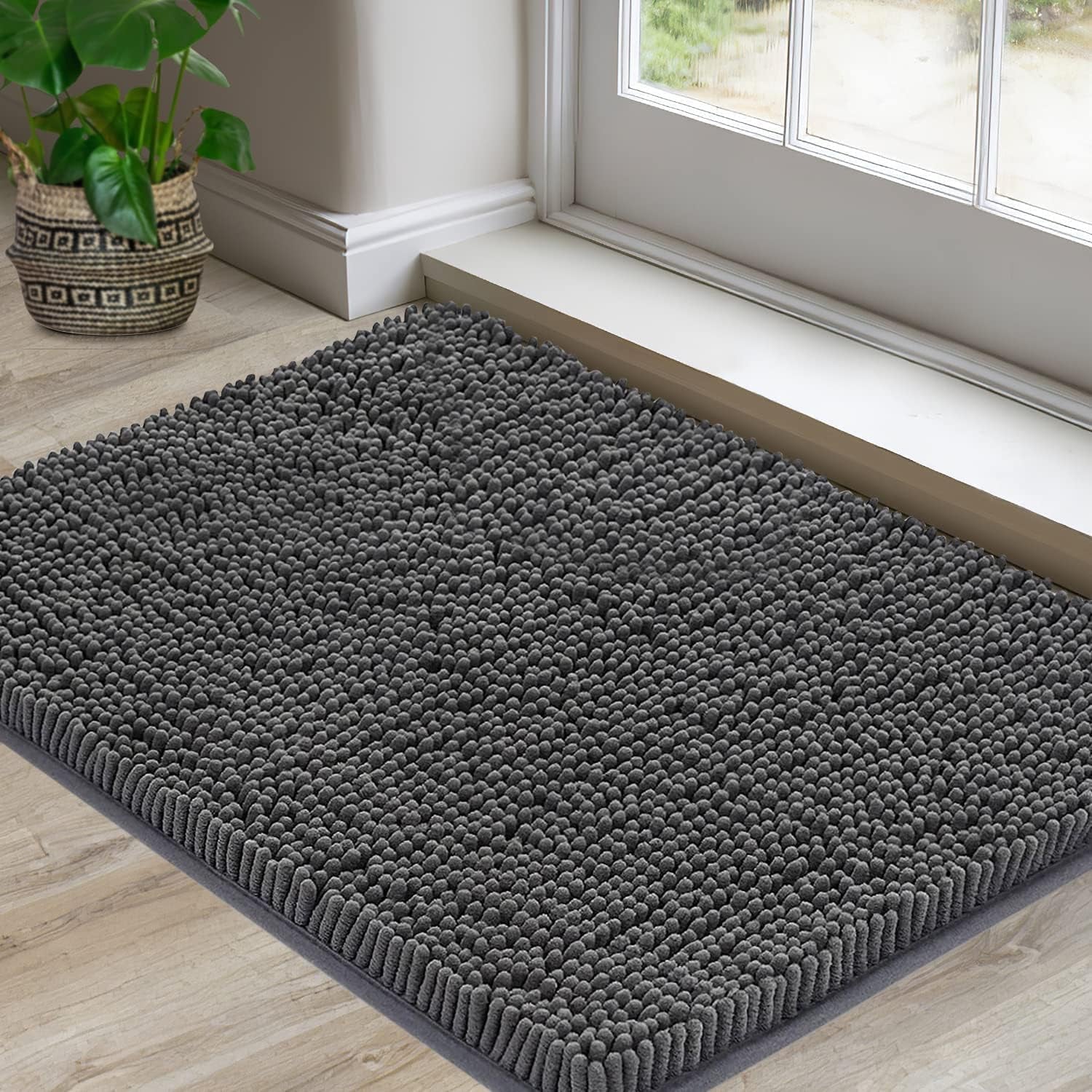 Door Mats Indoor Bath Mat Non Slip Dirt Trapper Doormat Soft Absorbent Entrance Rug Floor Mat Indoor Mats for Front Back Door, Entryway,Bathroom,Pets and Dogs (Grey M, 50X80)