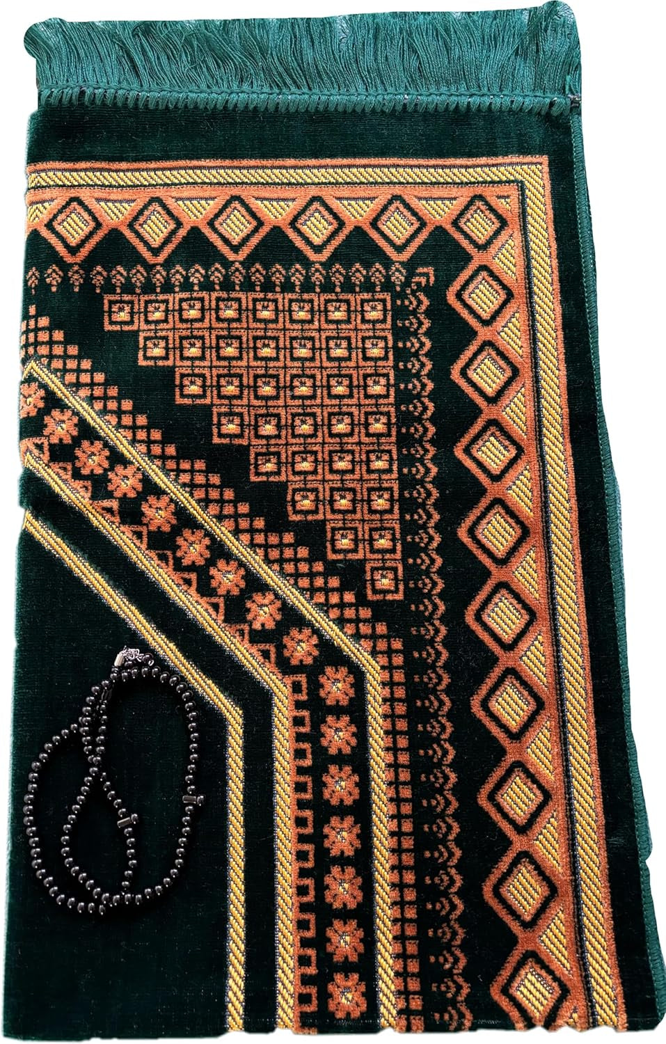 Prayer Mat with Tasbeeh,Muslim Gift,Ramadan Gift .Islamic Gift,Warm Stayle Velvet Prayer Rug (540G) | Muslim Prayer Mat | Size: 110 X 65 Cm | Made in Turkey (G)