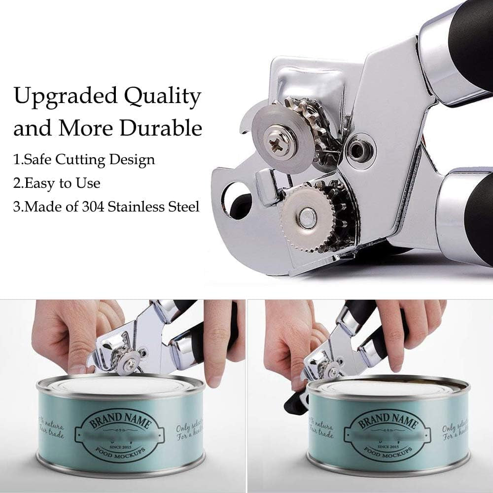 Tin Openers Can Opener 3-In-1 Stainless Steel Manual Tin Openers with Non-Slip Handle Can Openers Perfect Kitchen Tool