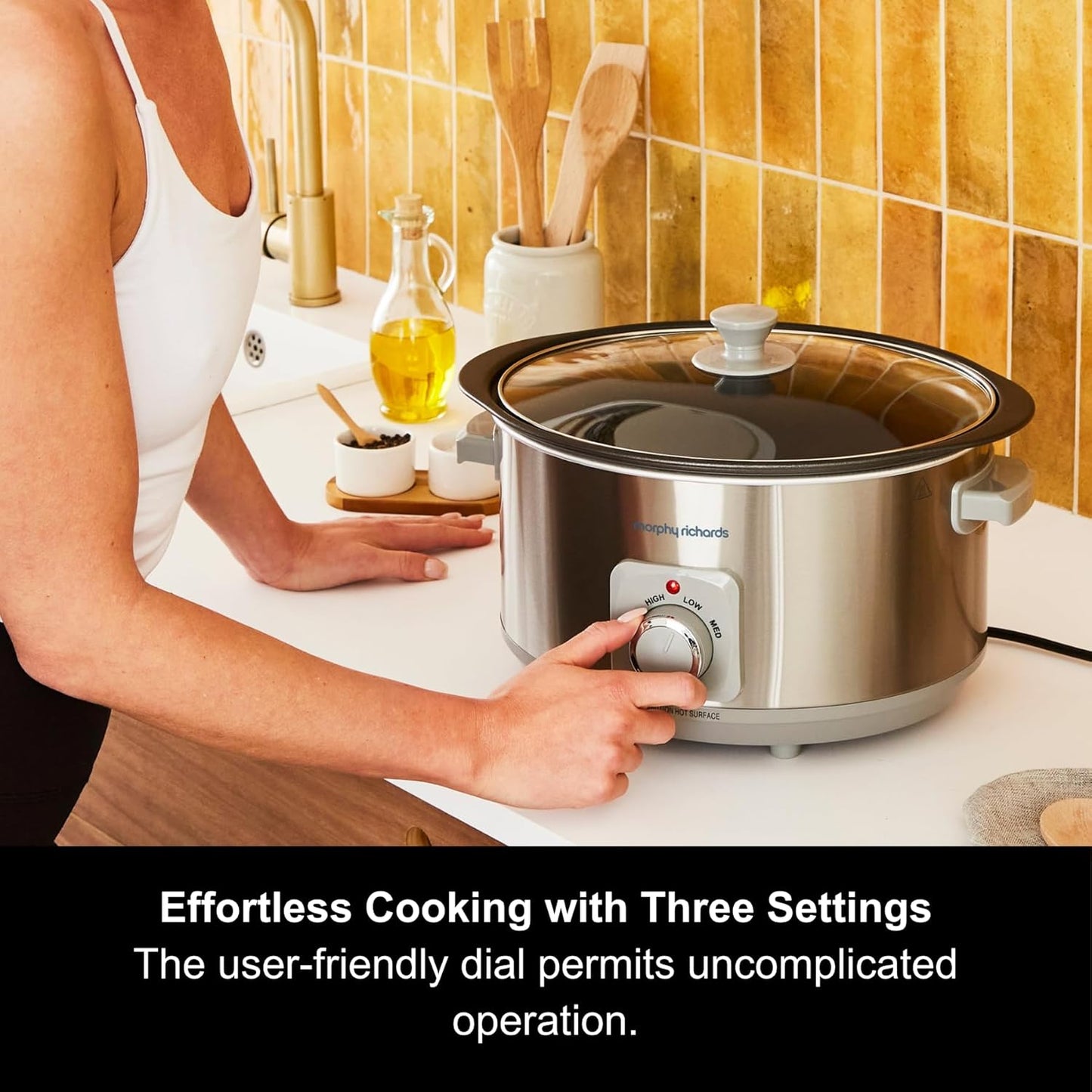 461014 Sear & Stew 6.5 Litre Aluminium Slow Cooker, One-Pot Solution, Brushed Stainless Steel