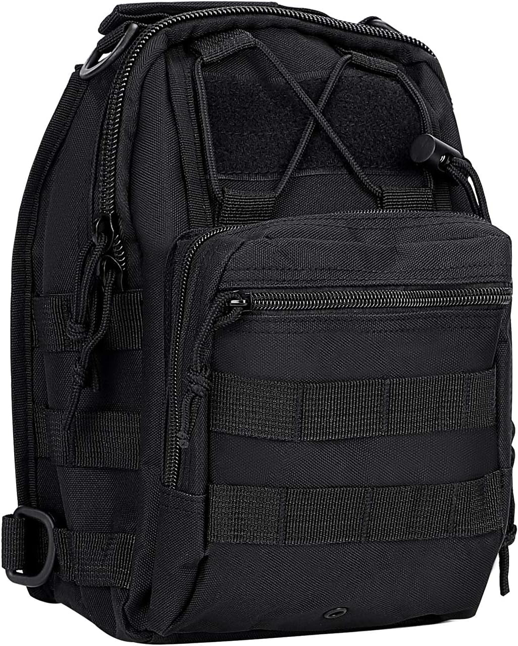 Canvas Sling Bag for Men Small MOLLE Chest Sling Backpack Mens One Strap Messenger Bag Water-Resistant Handbag Outdoor Sports Travel Crossbody Shoulder Pack Bag Daypack for Travelling Cycling Hiking