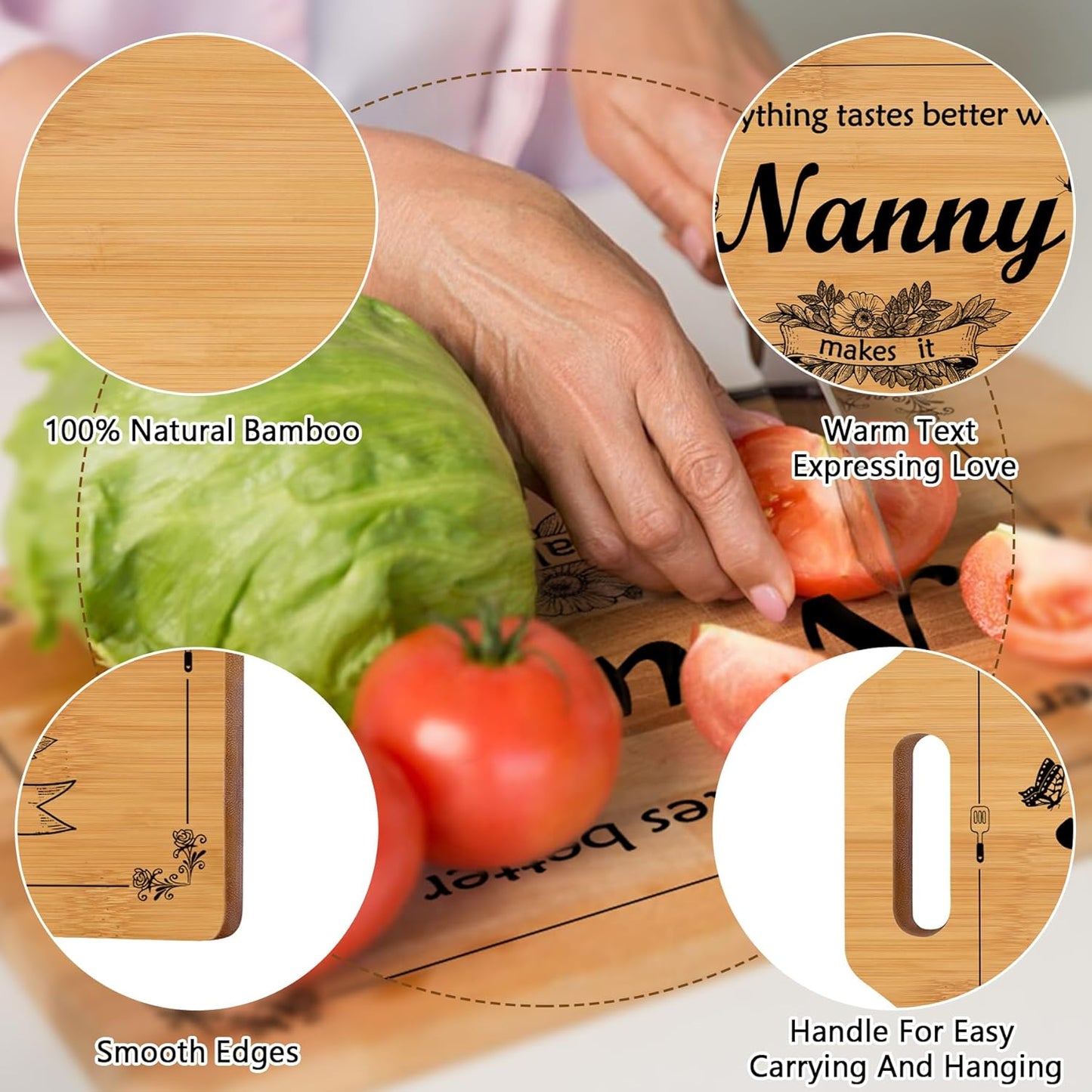 Nanny Gifts, Nanny Birthday Best Gifts from Grandchildren, Nanny Handmade Cutting Board, Birthday, Mother'S Day Gifts for Nanny, Best Gifts for Nanny, Kitchen Gifts for Nanny