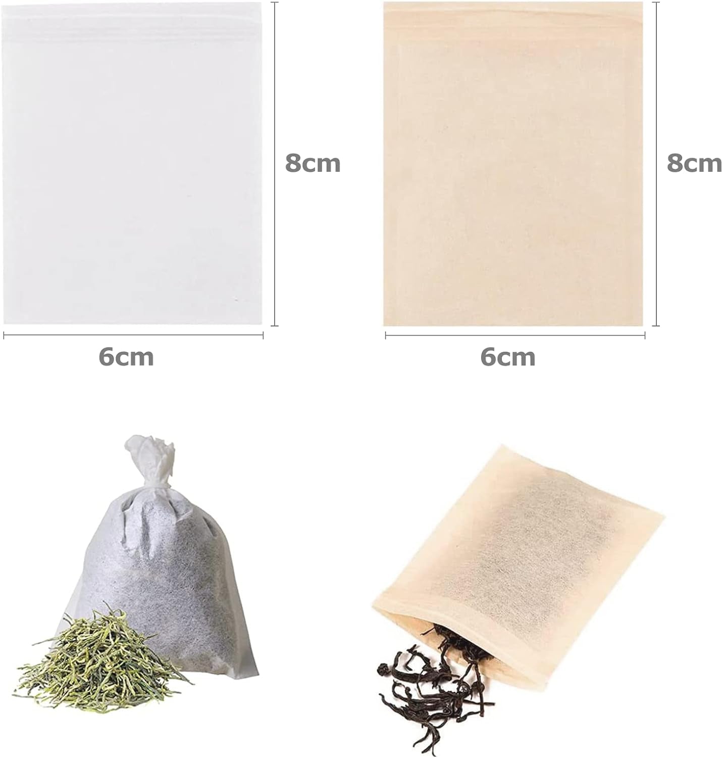 100PCS Disposable Tea Filter Bags, Empty with Drawstring, for Loose, Muslin Bag (6 X 8 Cm) (100PCS)