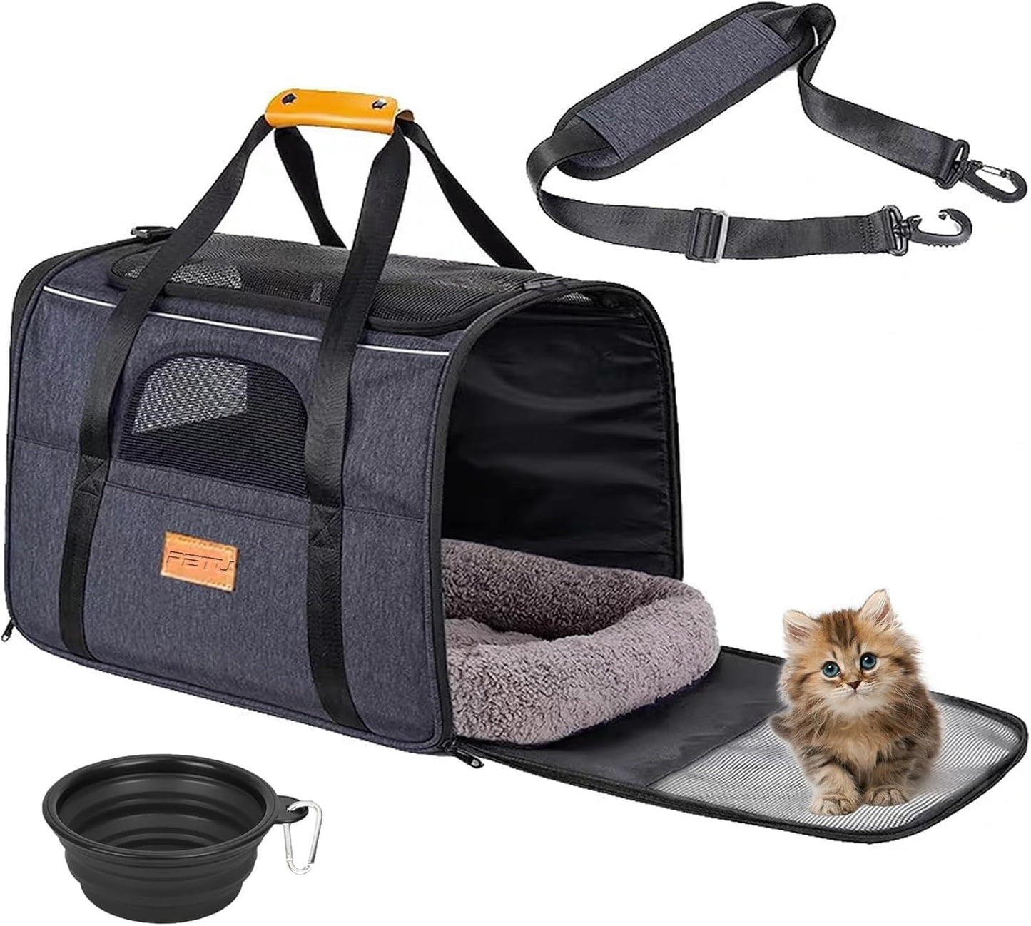 Premium Pet Carrier Travel Bag Foldable Lightweight Cat Carrier Bag Top Opening Dog Carrier Bags with Handles Portable Puppy Carrier with Removable Mat Dog Carry Bag Pet Carriers for Cats and Dogs M