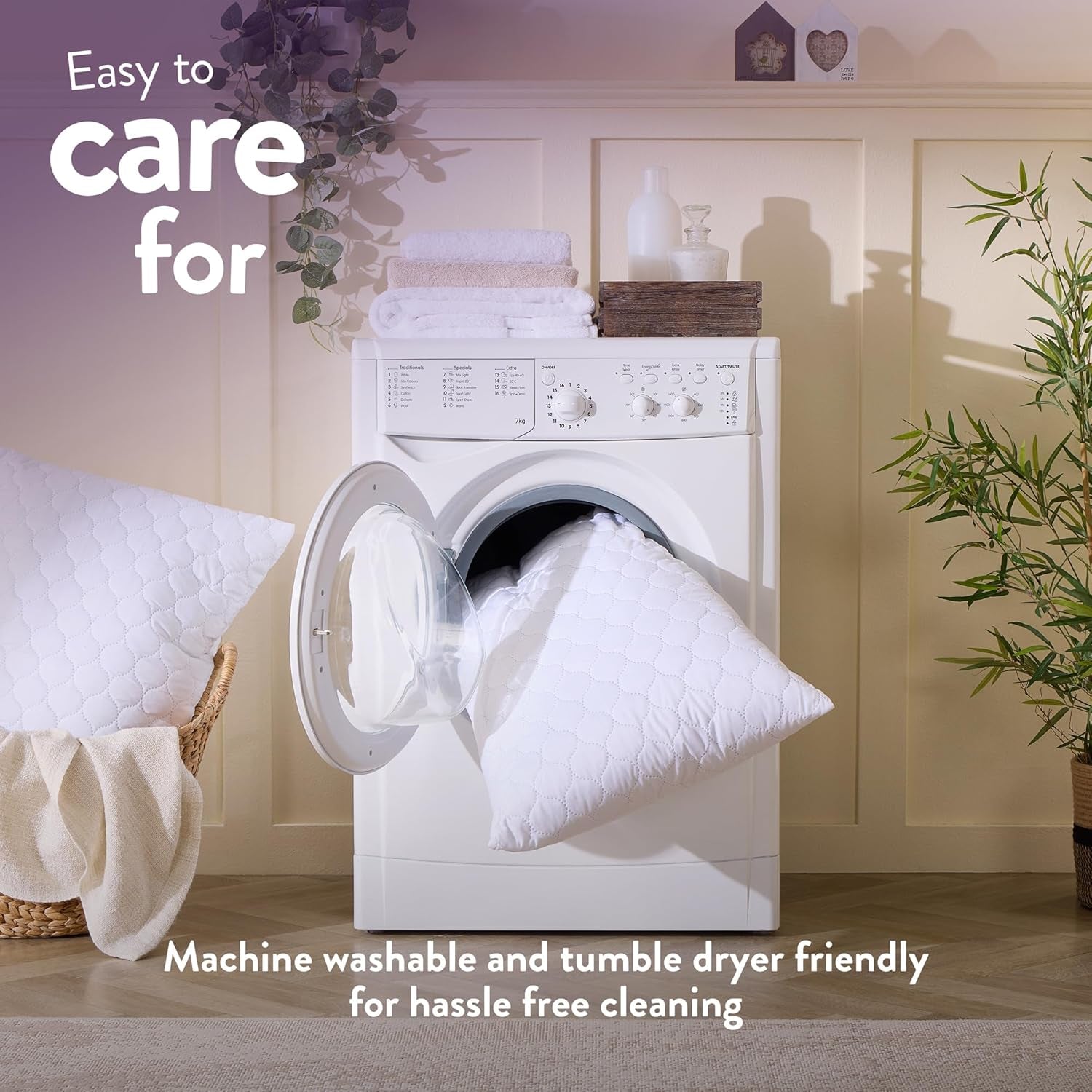 Hotel Quality Pillows 4 Pack - Bouncy Firm Support Side Sleeper Pillow for Neck, Back & Shoulder Pain Relief - Comfy, Soft Touch Quilted Cover, Hypoallergenic, Made in the UK (48 X 74Cm)