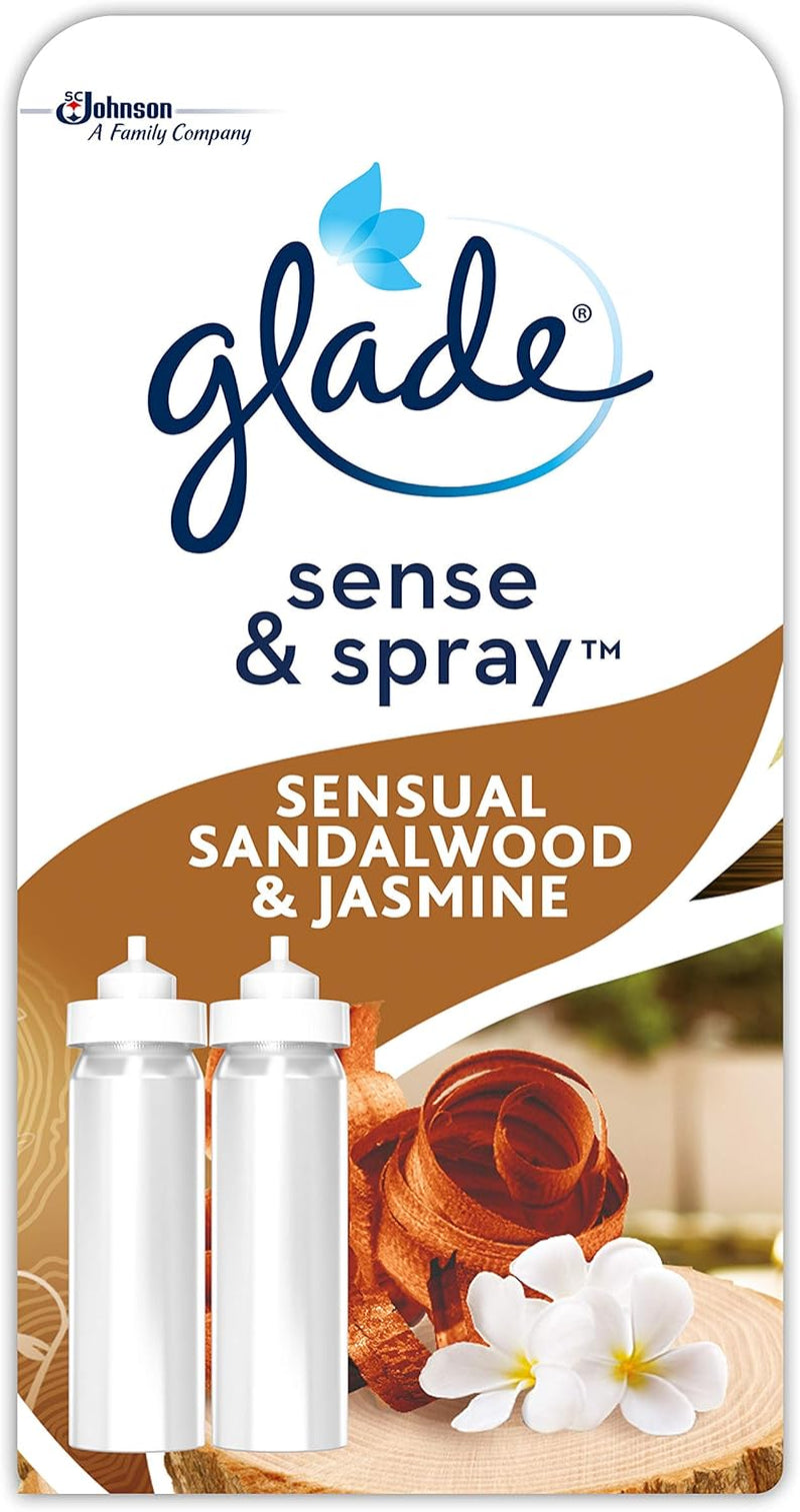 Sense & Spray Air Freshener Refill, Motion Activated Automatic Room Spray and Odour Eliminator for Home, Sandalwood & Jasmine, Duo Pack (2 X 18Ml)
