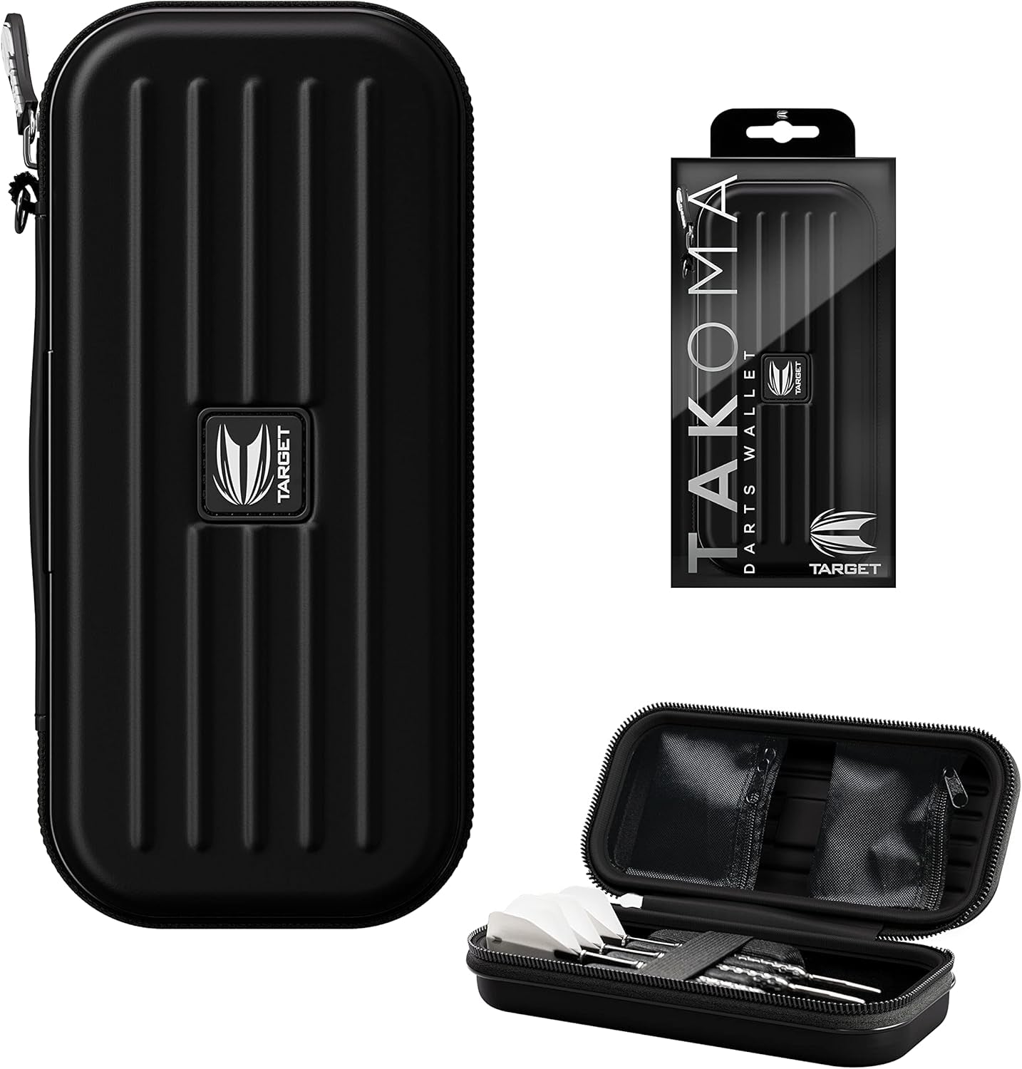 Darts Takoma Darts Wallet, Regular Size, Black | Darts Case Holds 3 Darts | Protective EVA Dart Holder with Double Zip Lock Inner Pouches | Professional Darts Accessories